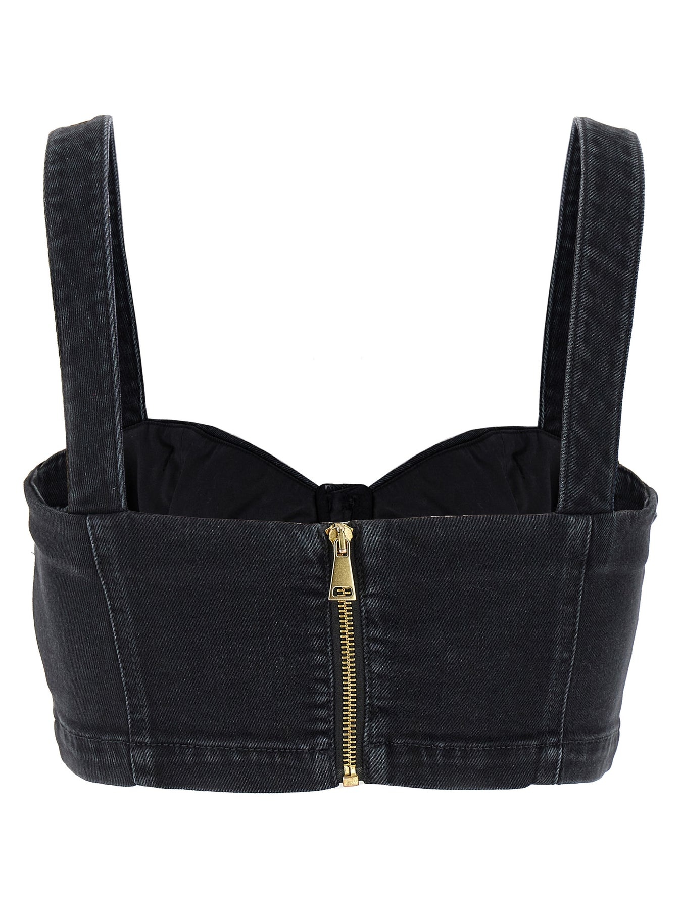 Denim Strap Top Tops Black - 2