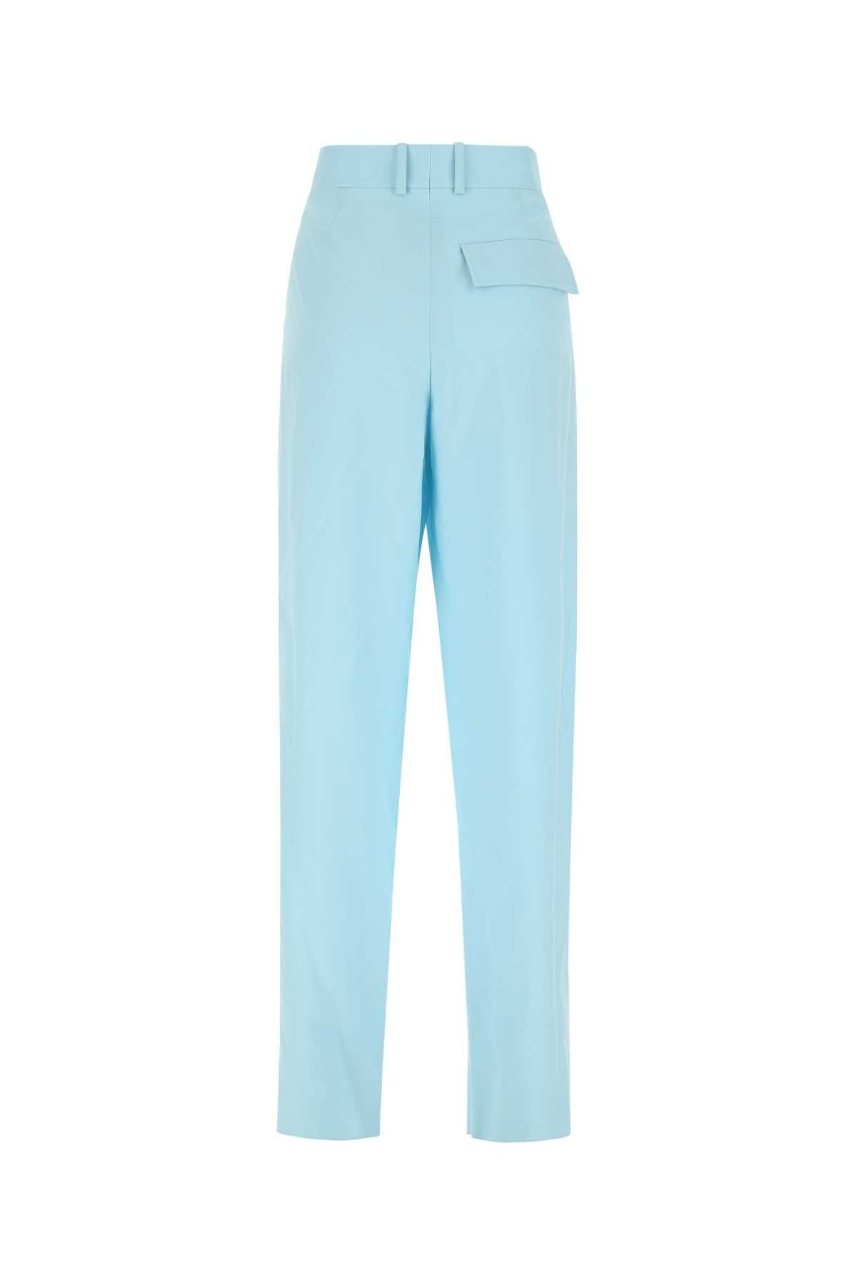 Bottega Veneta Women Pastel Light-Blue Wool Wide-Leg Pant - 2