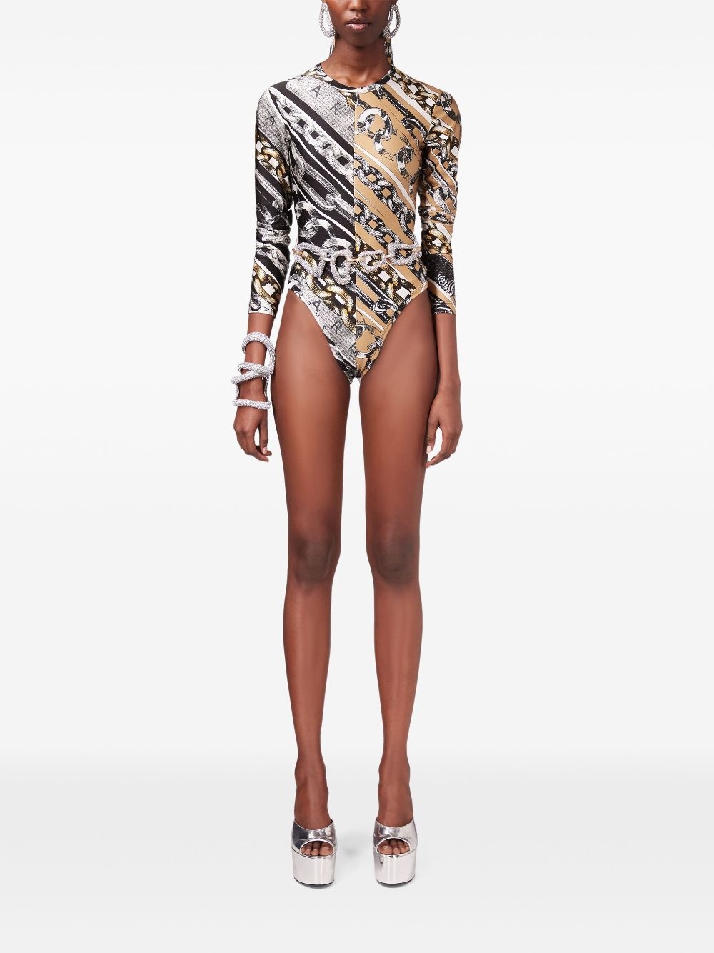 chain link-print bodysuit - 2