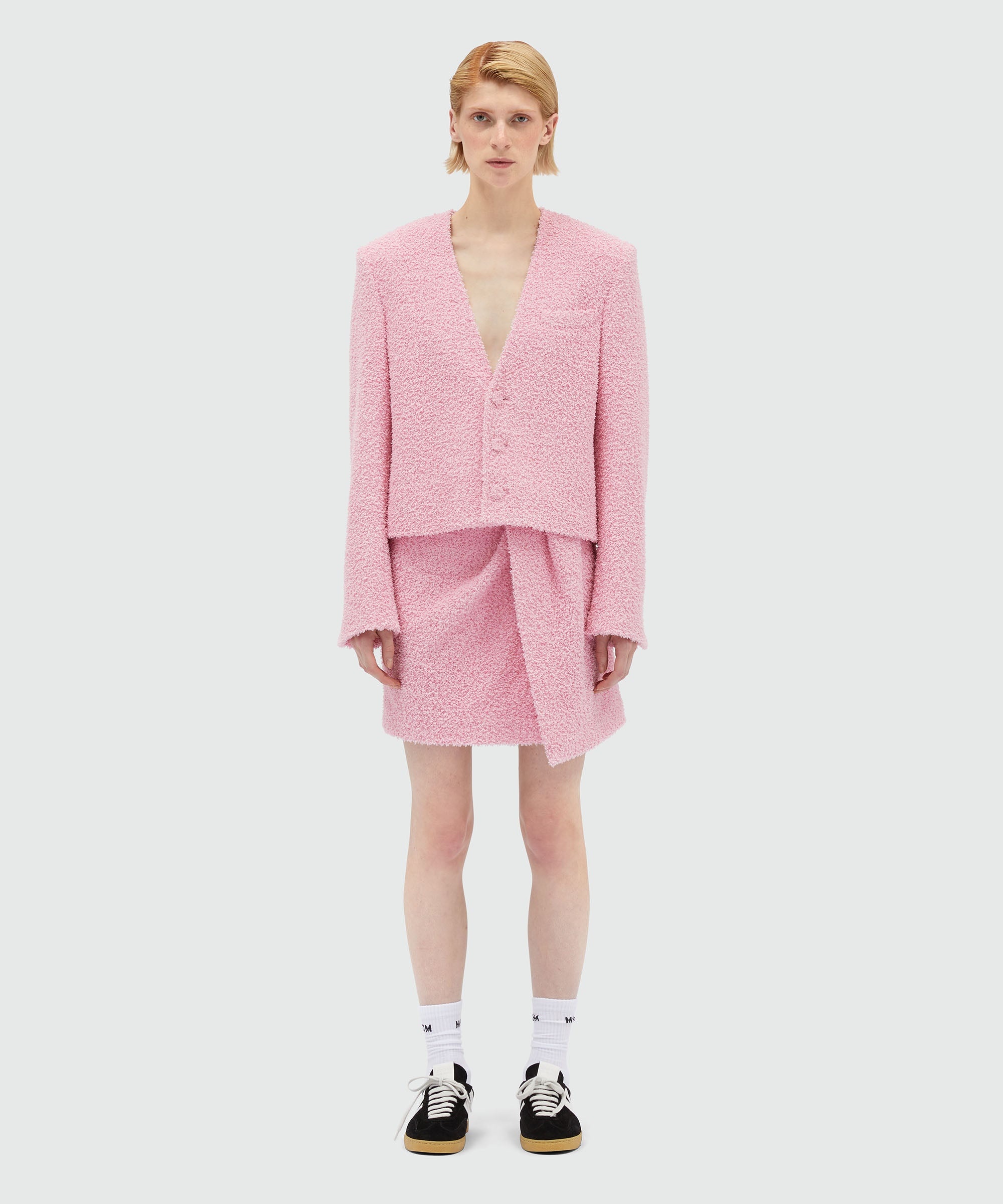 Pink sponge-effect tweed jacket - 2