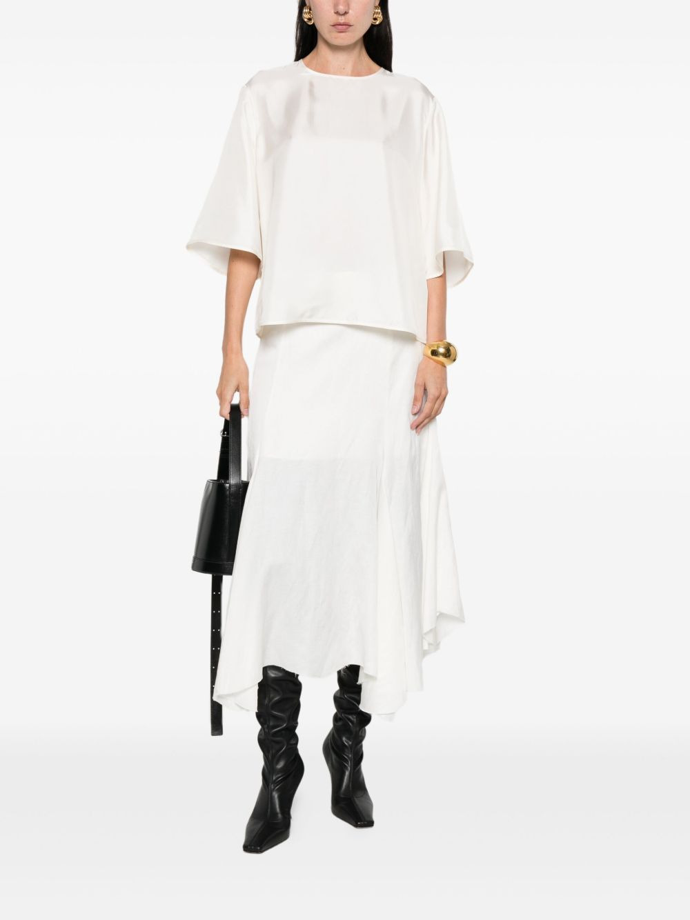short-sleeve silk top - 2