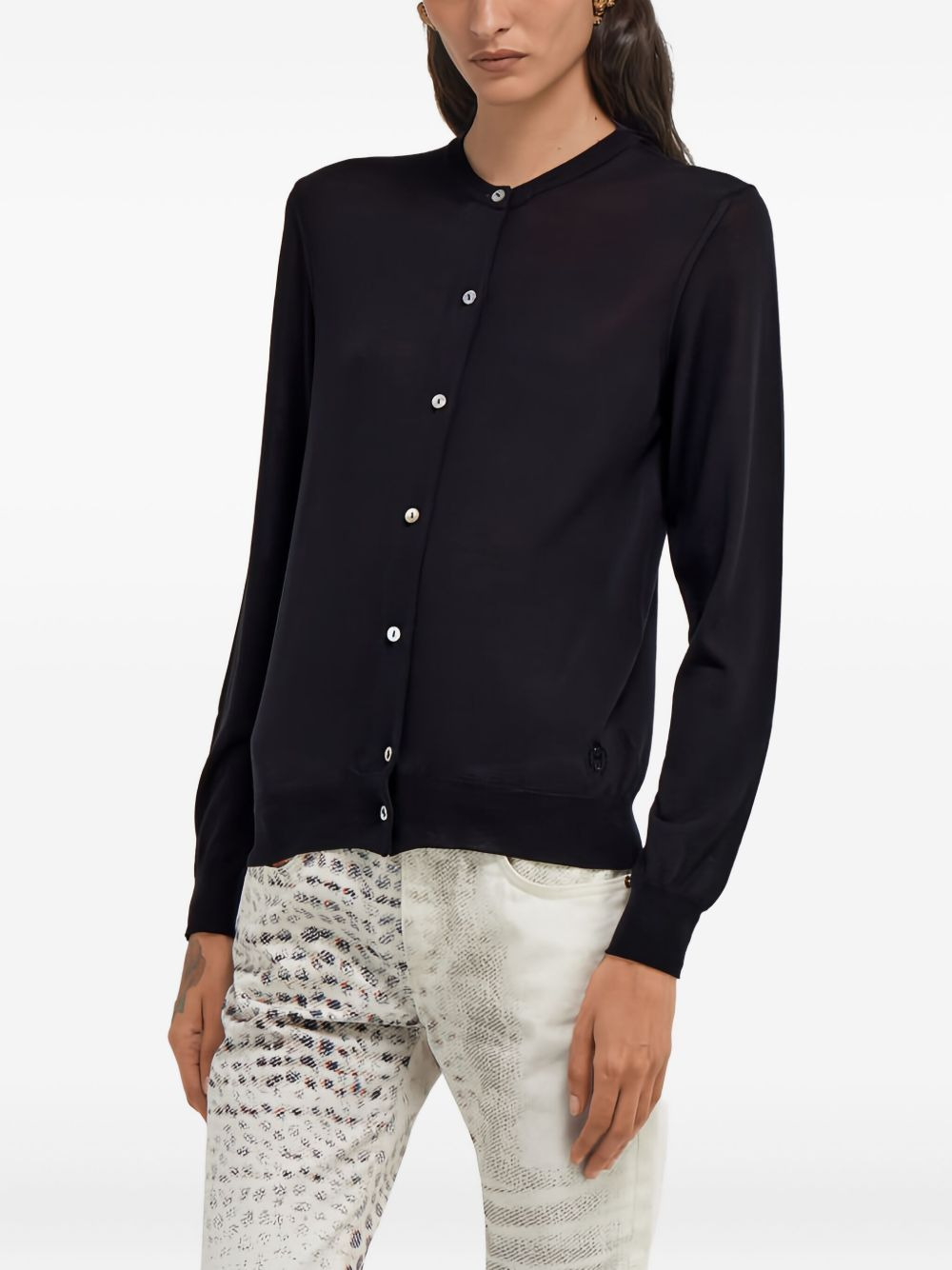 button-front wool cardigan - 3