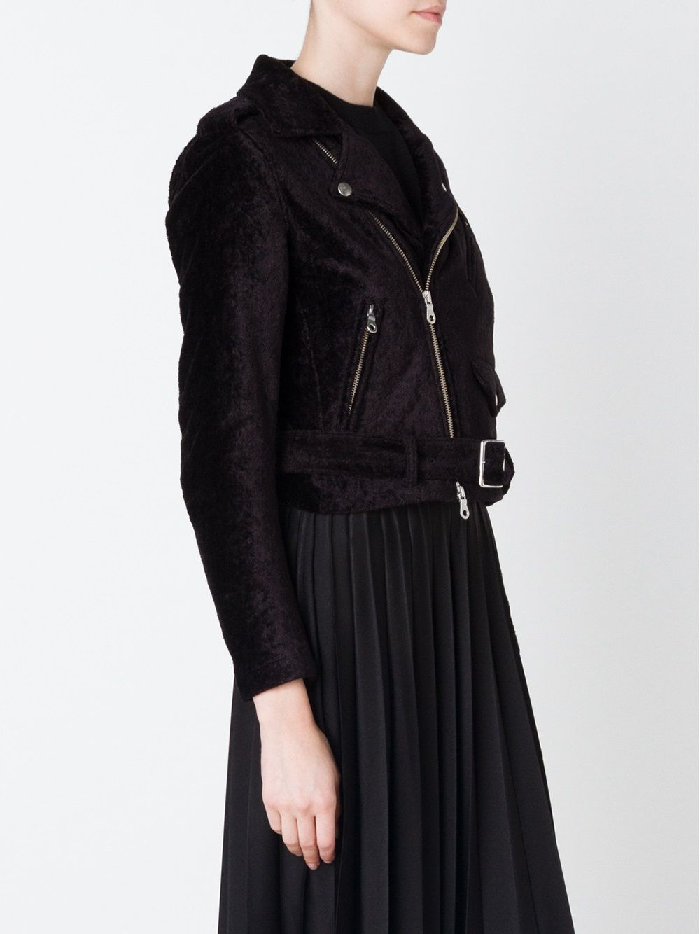 velvet biker jacket - 3