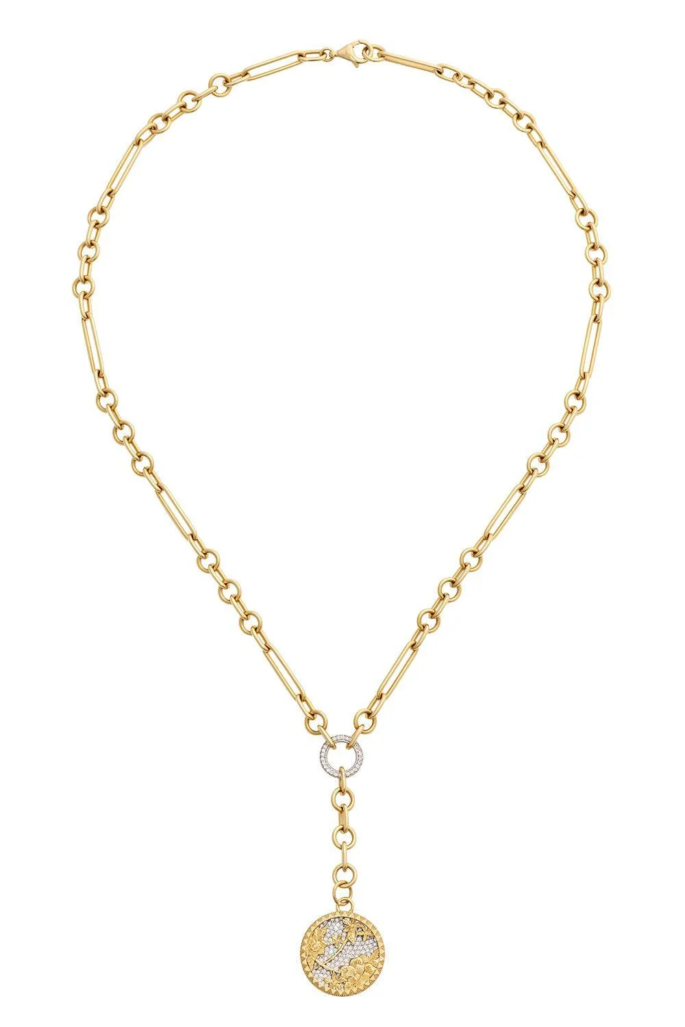 Resilience - Diamond Pavé Floral Screen Small Mixed Clip Extension Necklace - 1