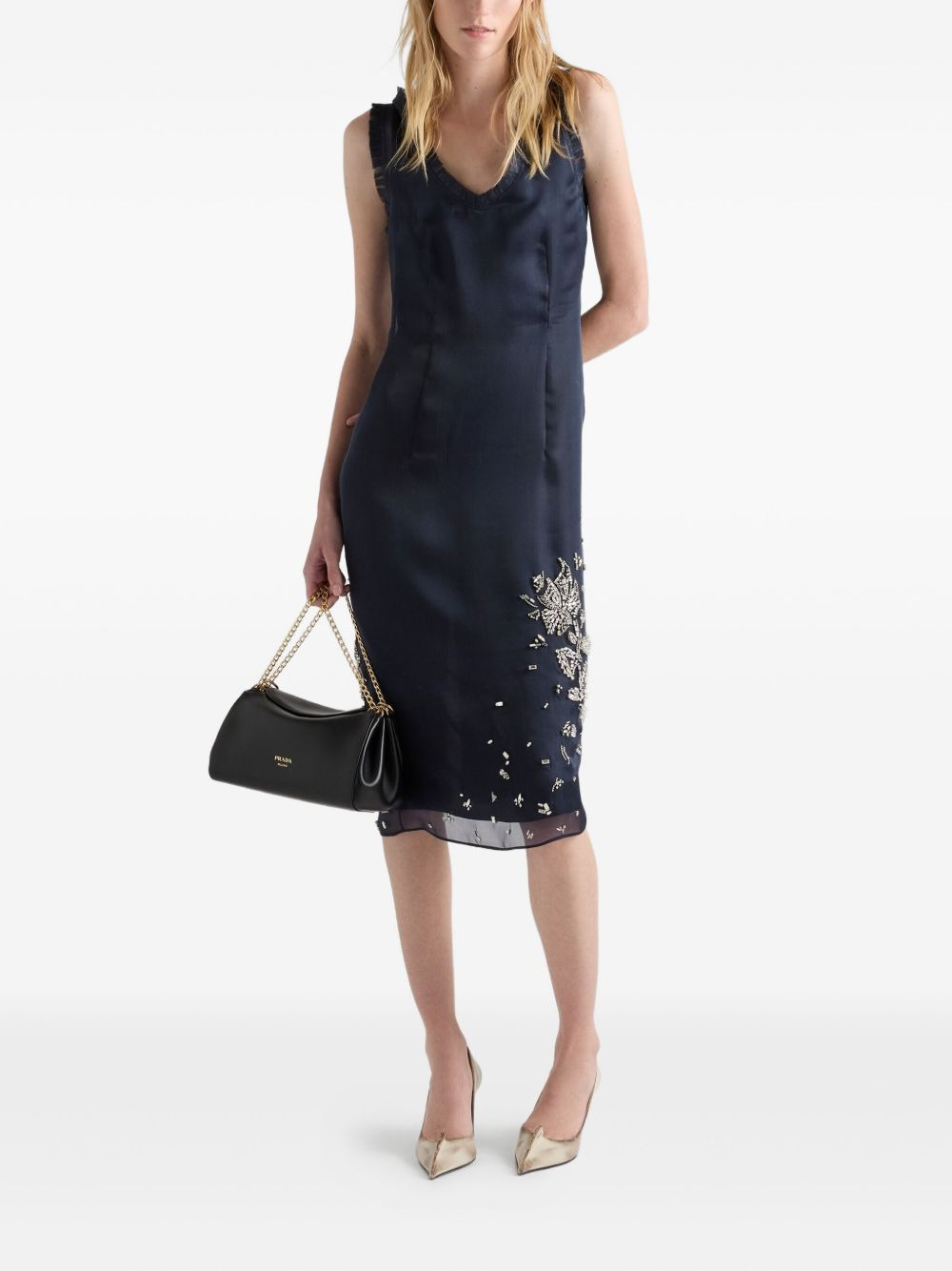 embroidered silk midi dress - 2
