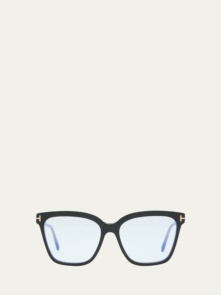Blue Blocking Two-Tone Acetate Square Glasses - 1