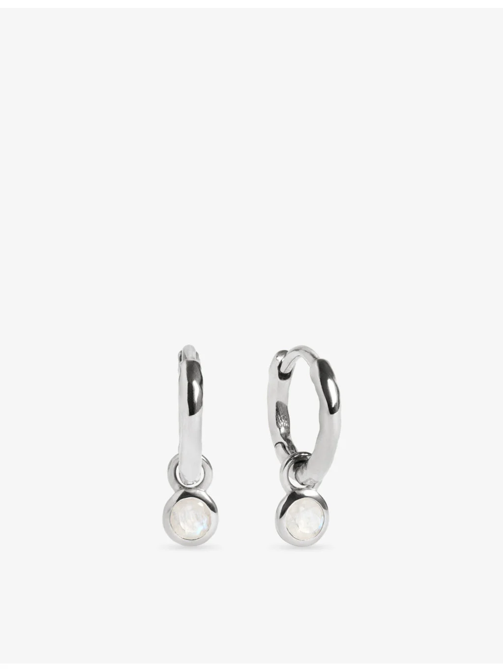 June Birthstone Sterling-Silver and Moonstone Huggie Earrings - 1