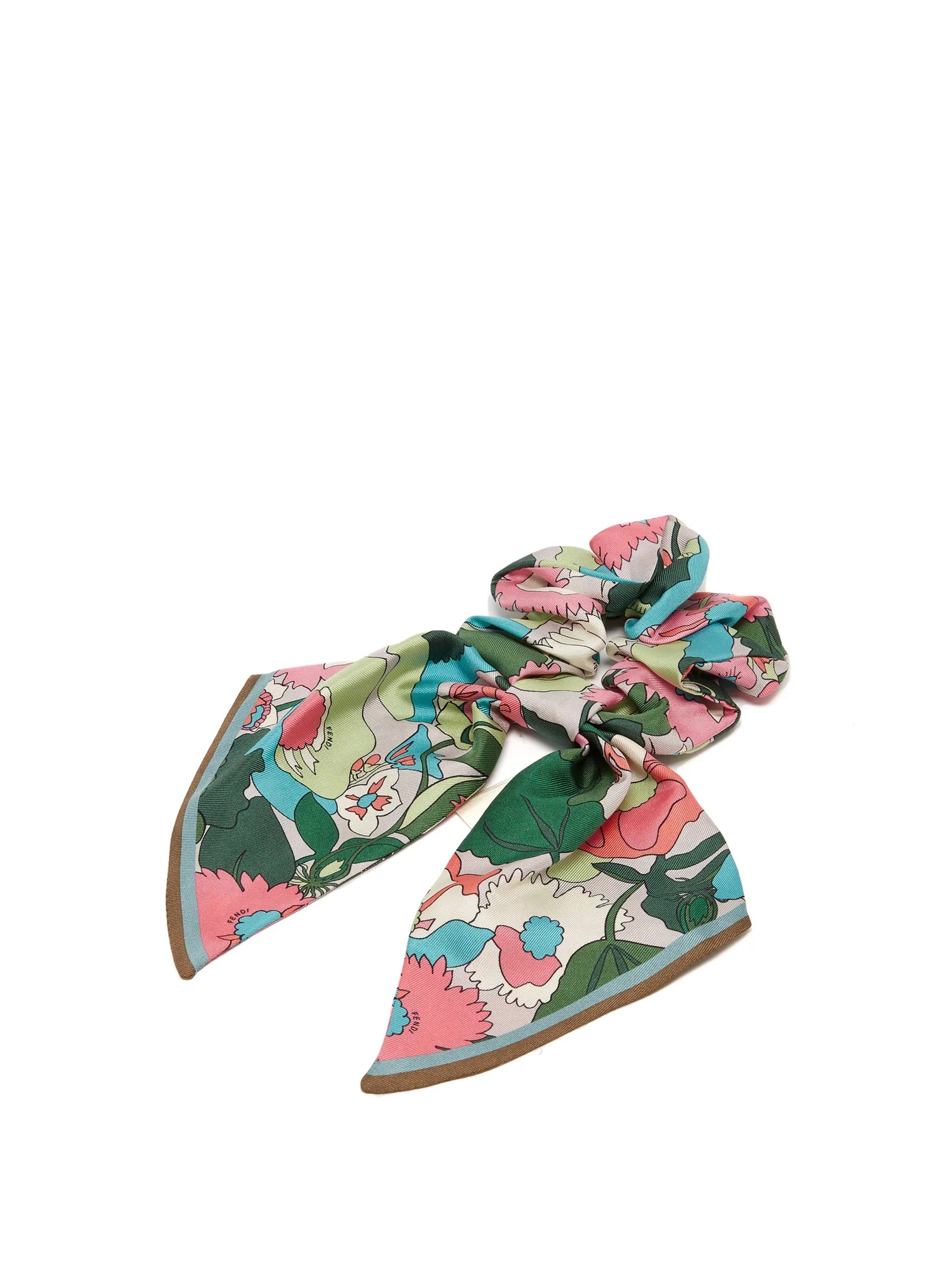 Floral-print silk-twill scrunchie - 1