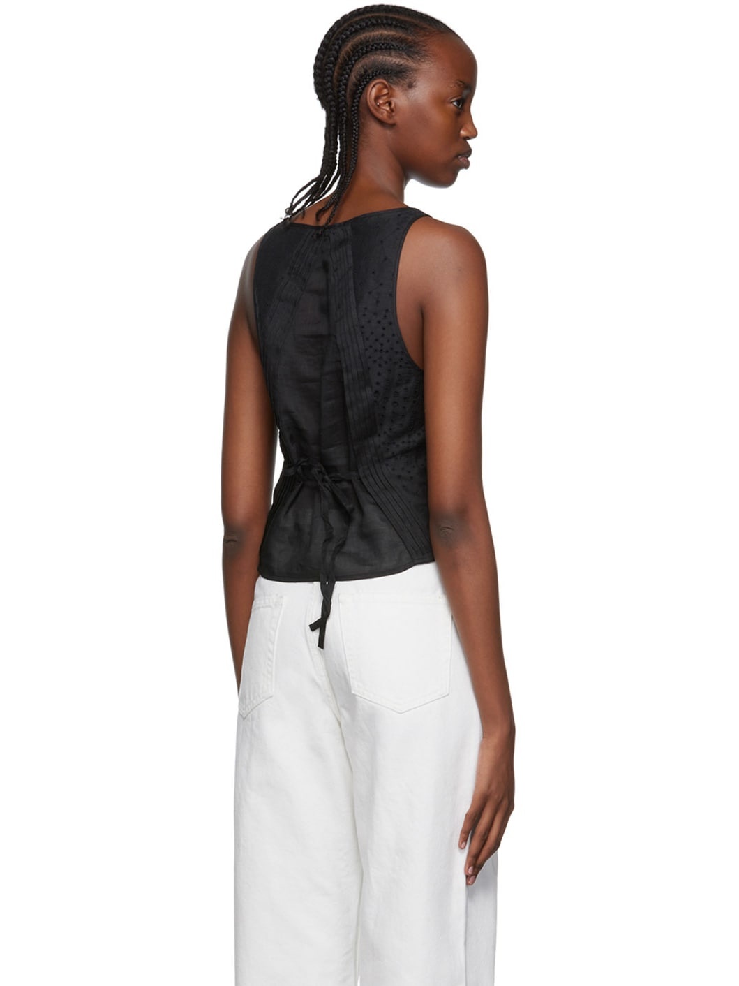 Black Ramie Tank Top - 3