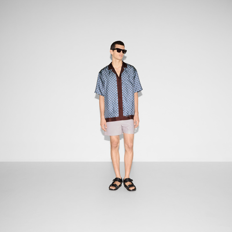 GUCCI Regular fit printed silk twill shirt outlook