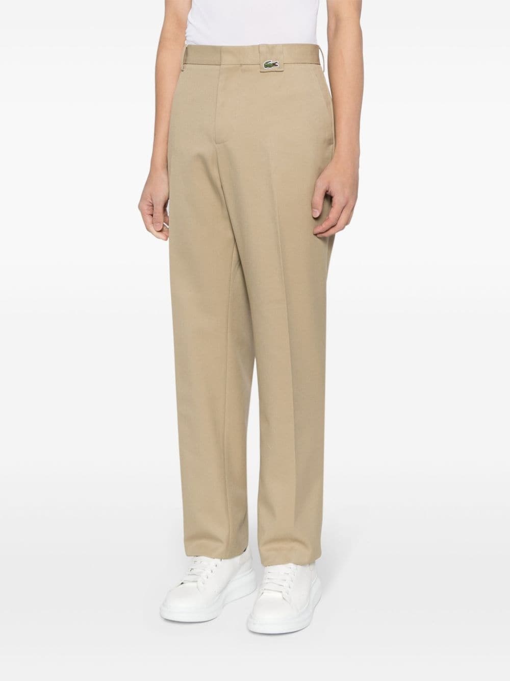 logo-embroidered mid-rise chinos - 3