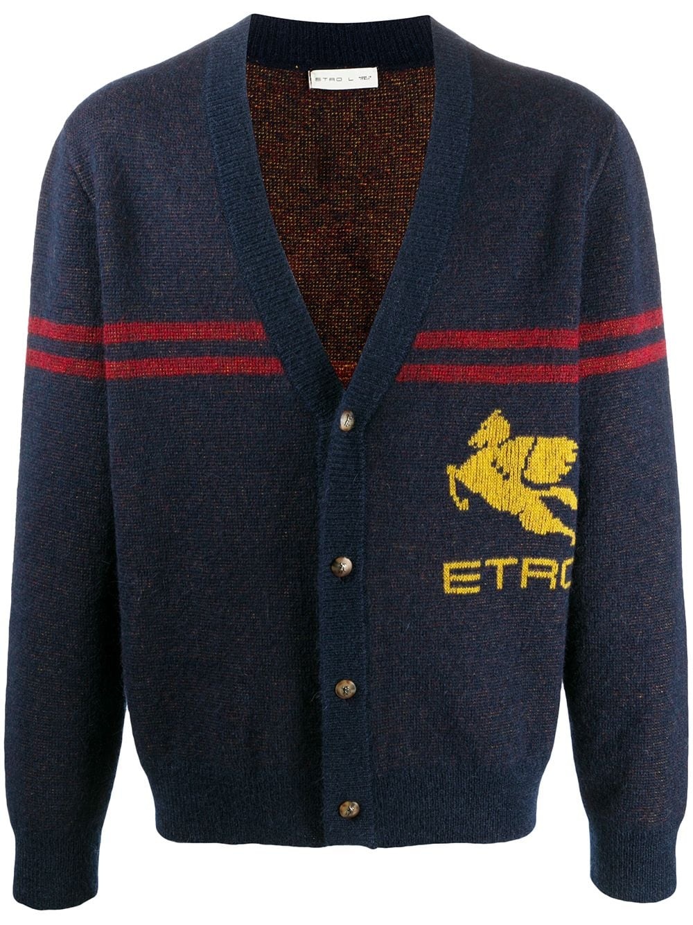 Pegaso intarsia brushed cardigan - 1