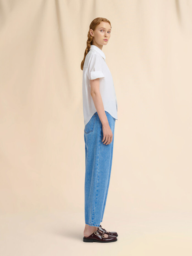 BLUE ORGANIC DENIM CARROT JEANS 6