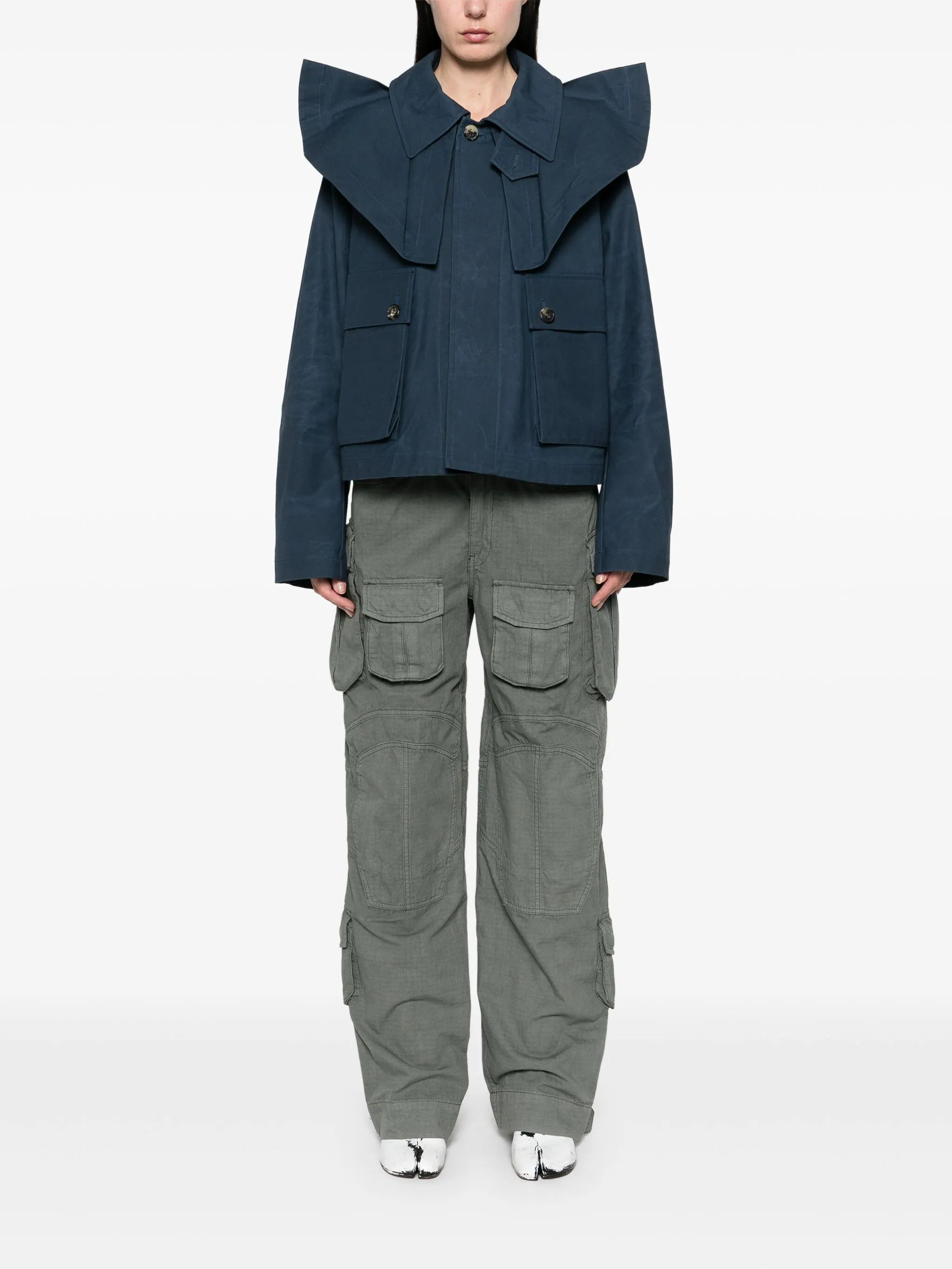 cropped trench jacket - 2