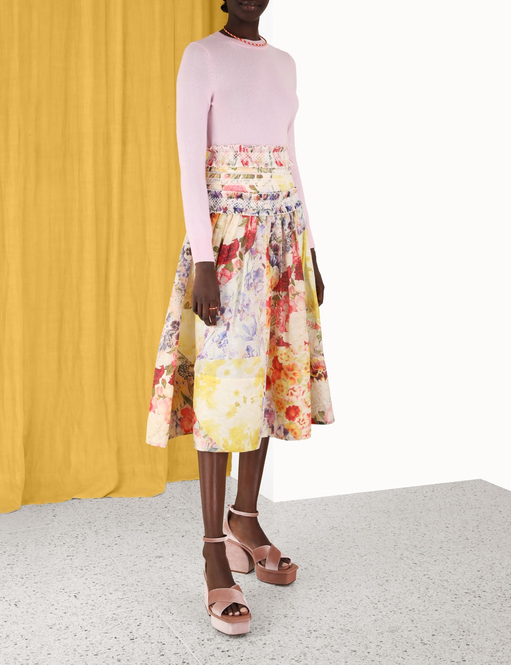 Zimmermann WONDERLAND SMOCKED MIDI SKIRT | REVERSIBLE