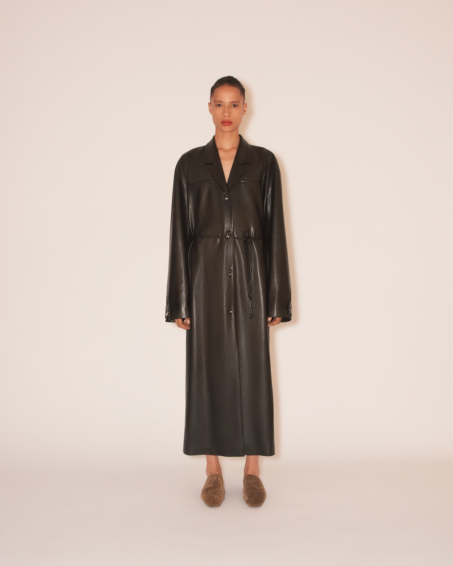 DORDI - OKOBOR™ alt-leather coat - Black - 3