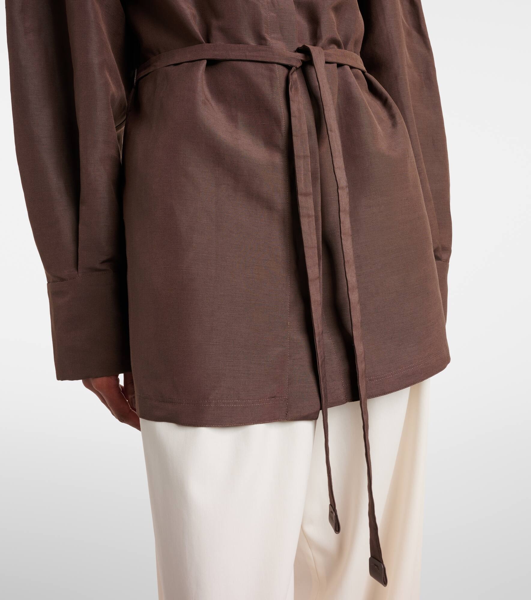 Affari belted linen and silk shirt - 5