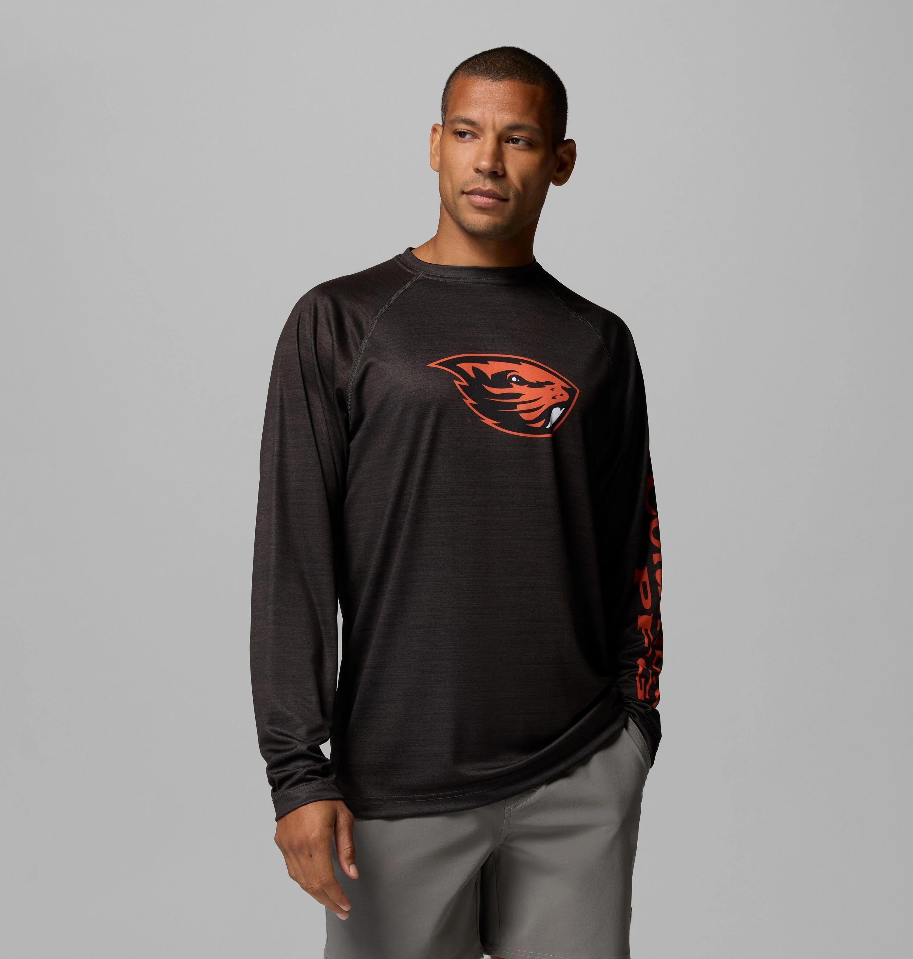 Men's Collegiate PFG Terminal Tackle Heather Long Sleeve Shirt - Oregon State - 1