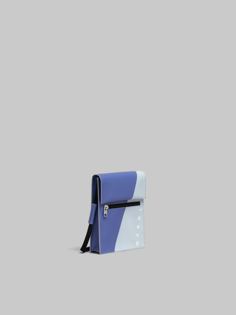 PURPLE AND BLUE TRIBECA POUCH WITH SHOELACE STRAP 6