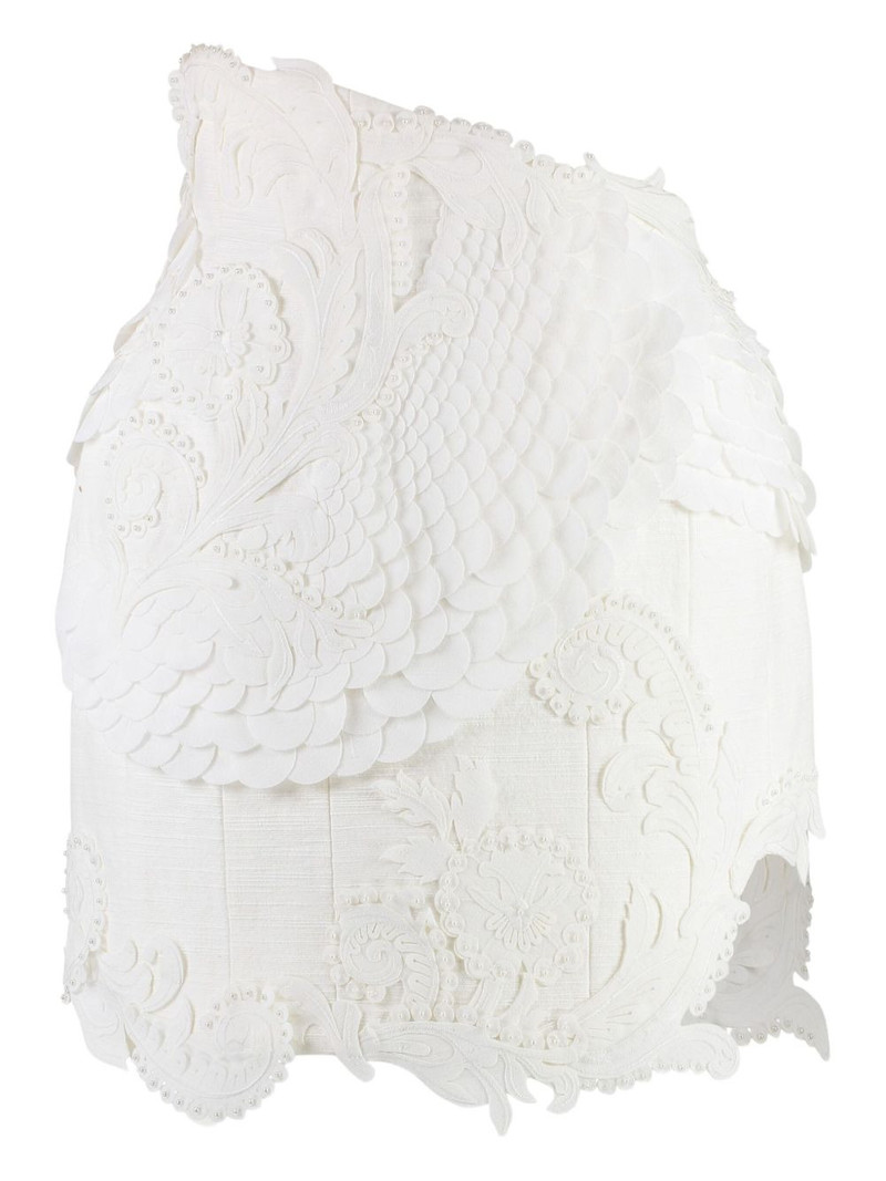 floral-lace leather skirt 1