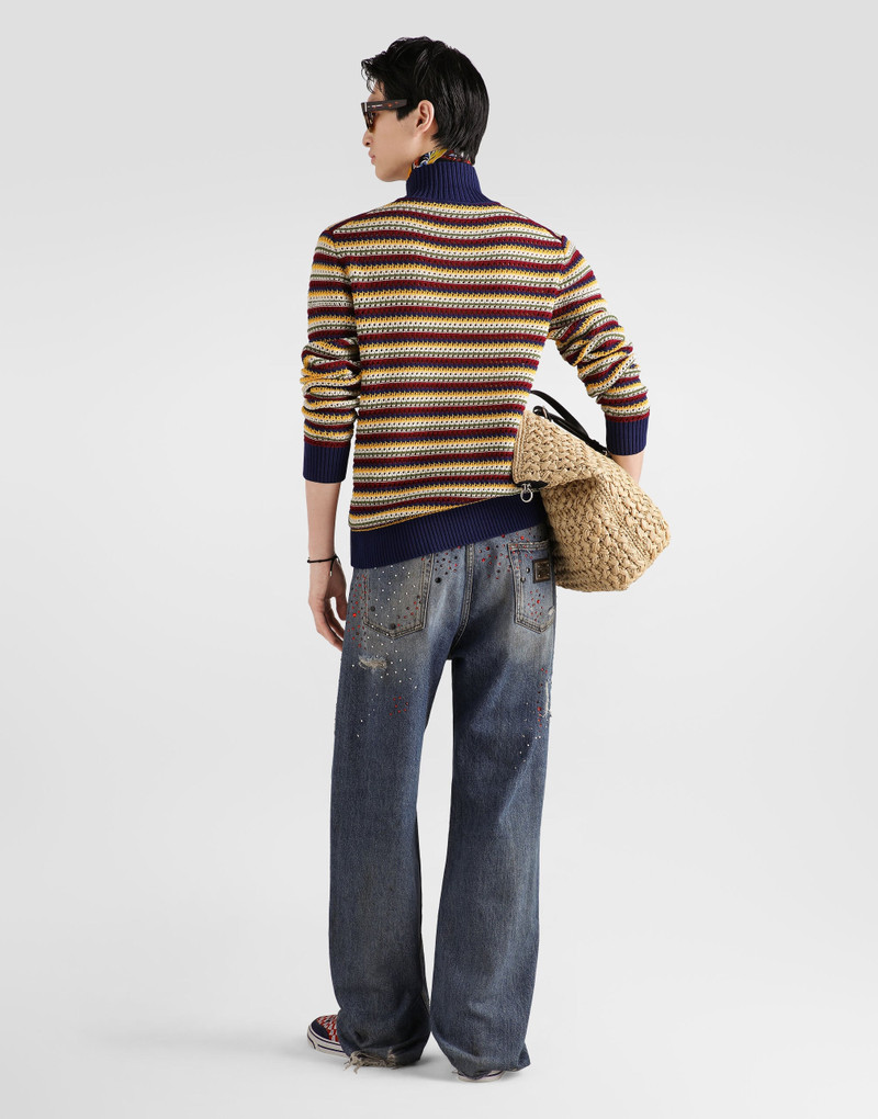 Denim trousers with rhinestones 3