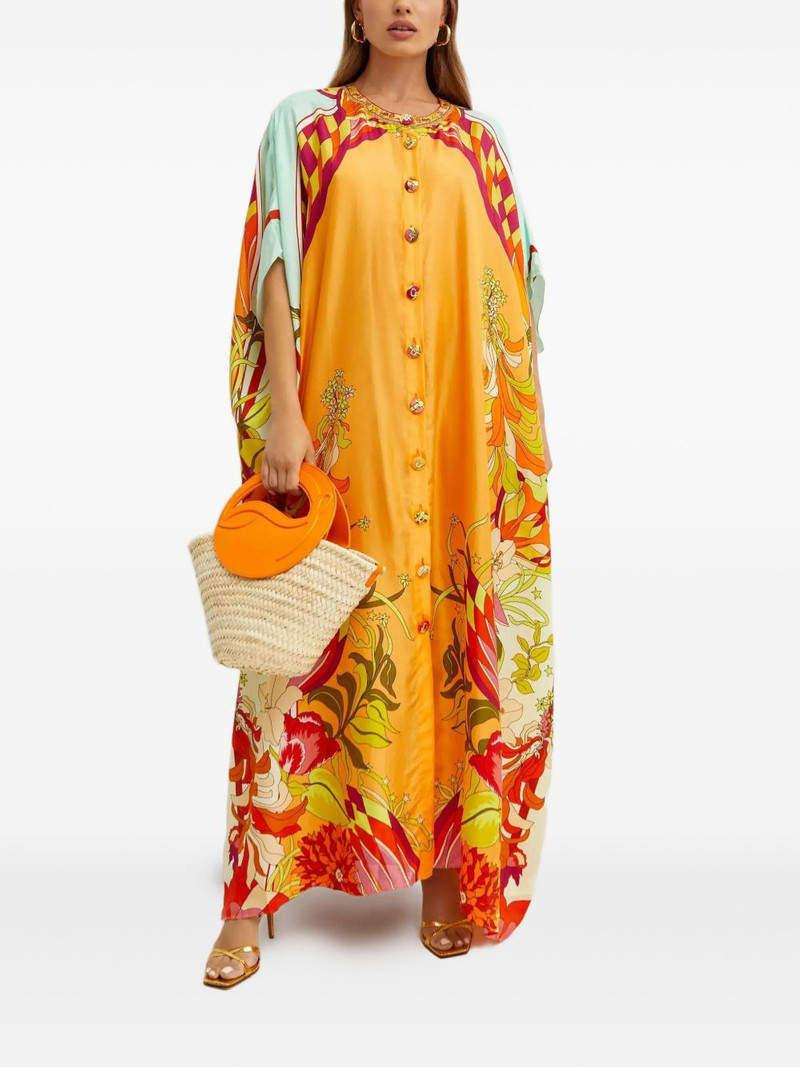 CAMILLA buttoned floral-detail maxi dress outlook