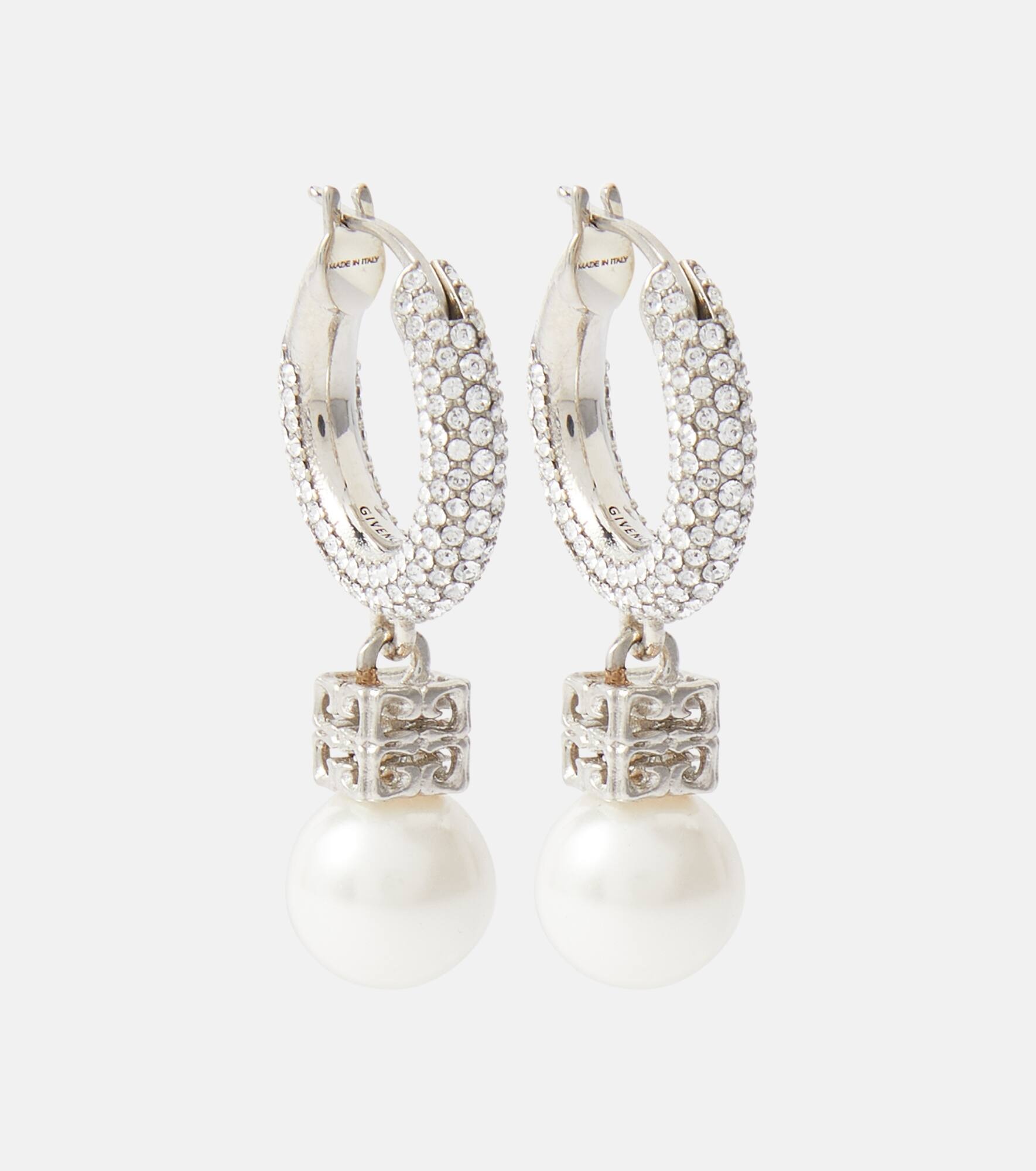 Swarovski® and faux pearl hoop earrings - 1