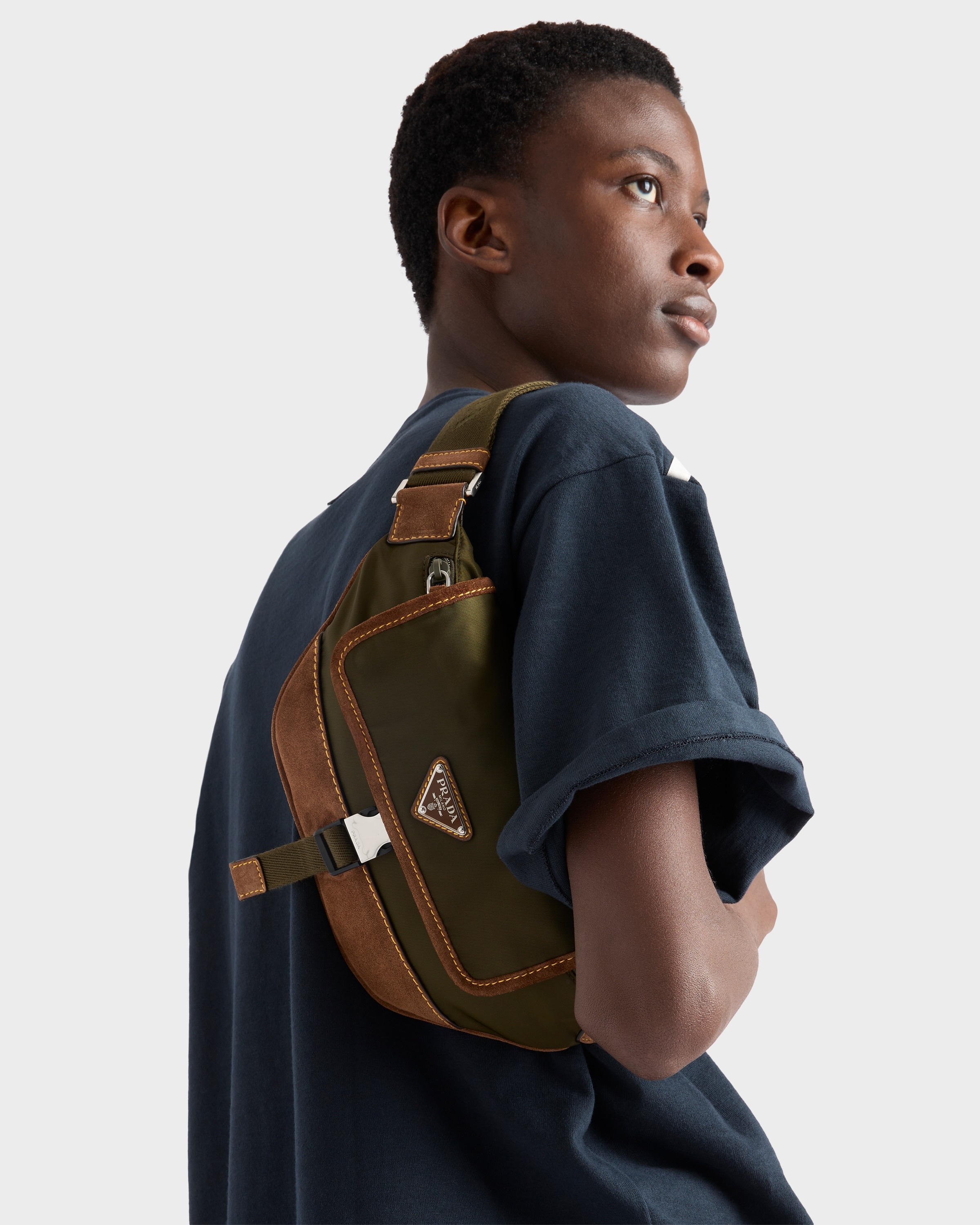 Re-Nylon and suede belt bag - 9