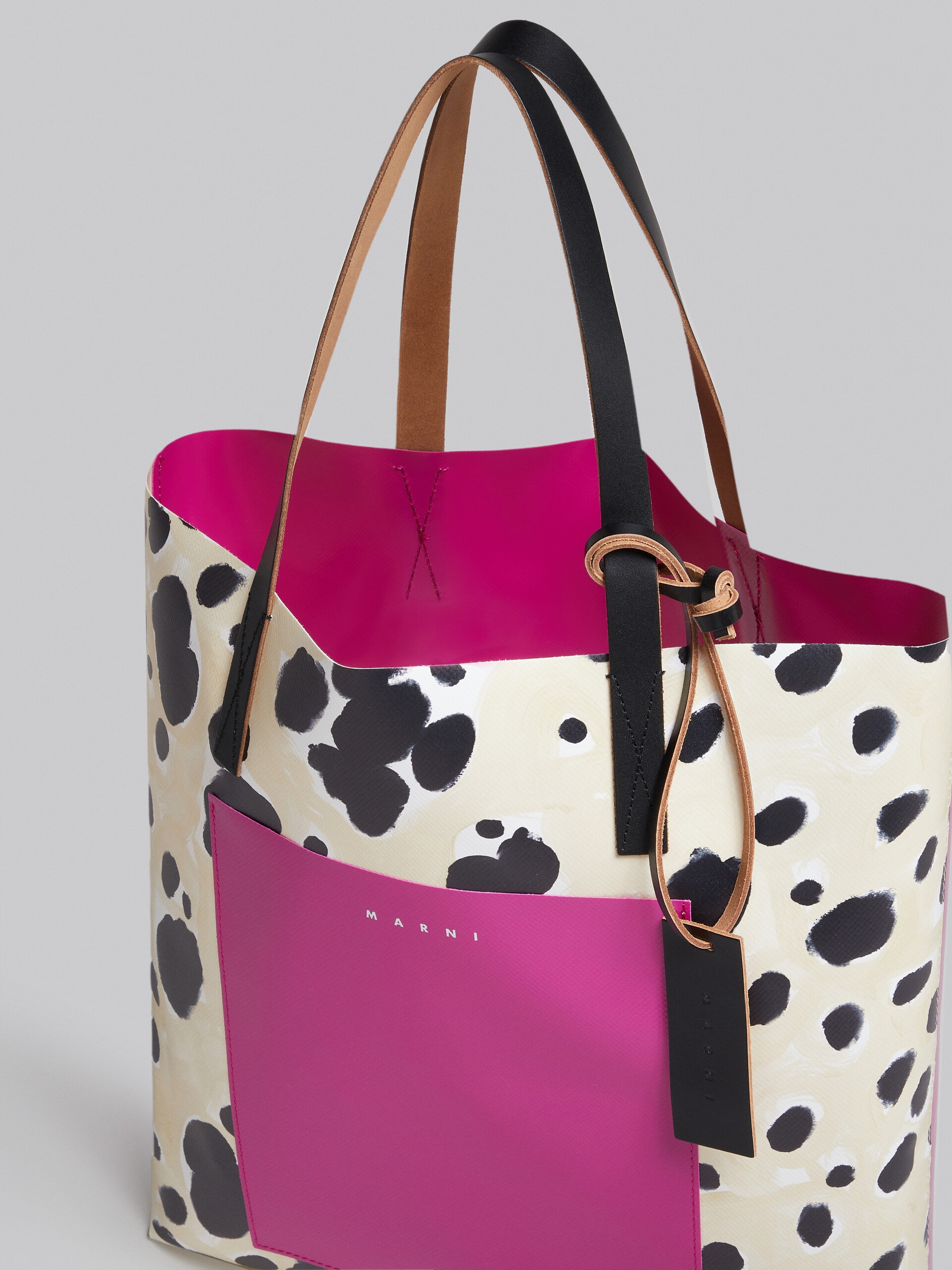 LARGE WHITE POP DOTS PRINT SHOPPING BAG - 4