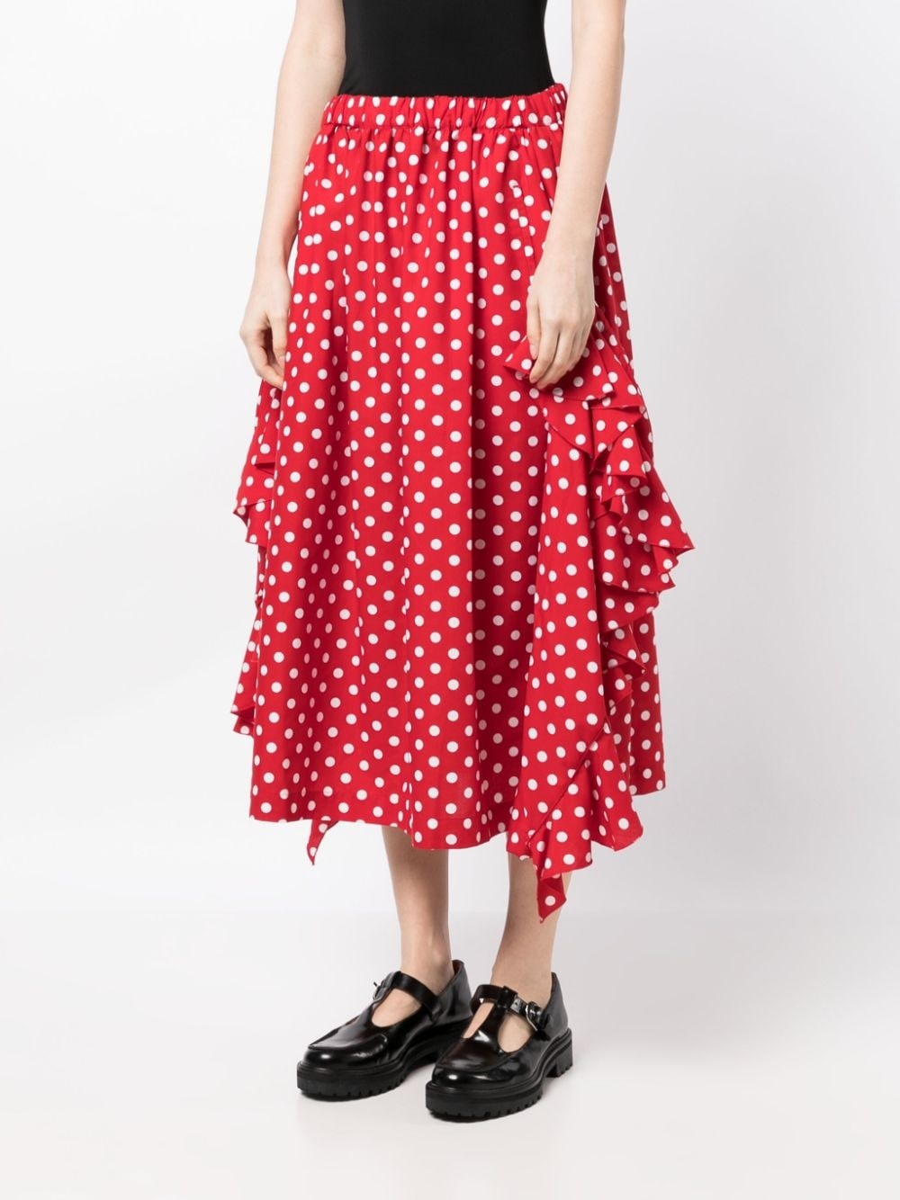 polka-dot print ruffle-detailing skirt - 3