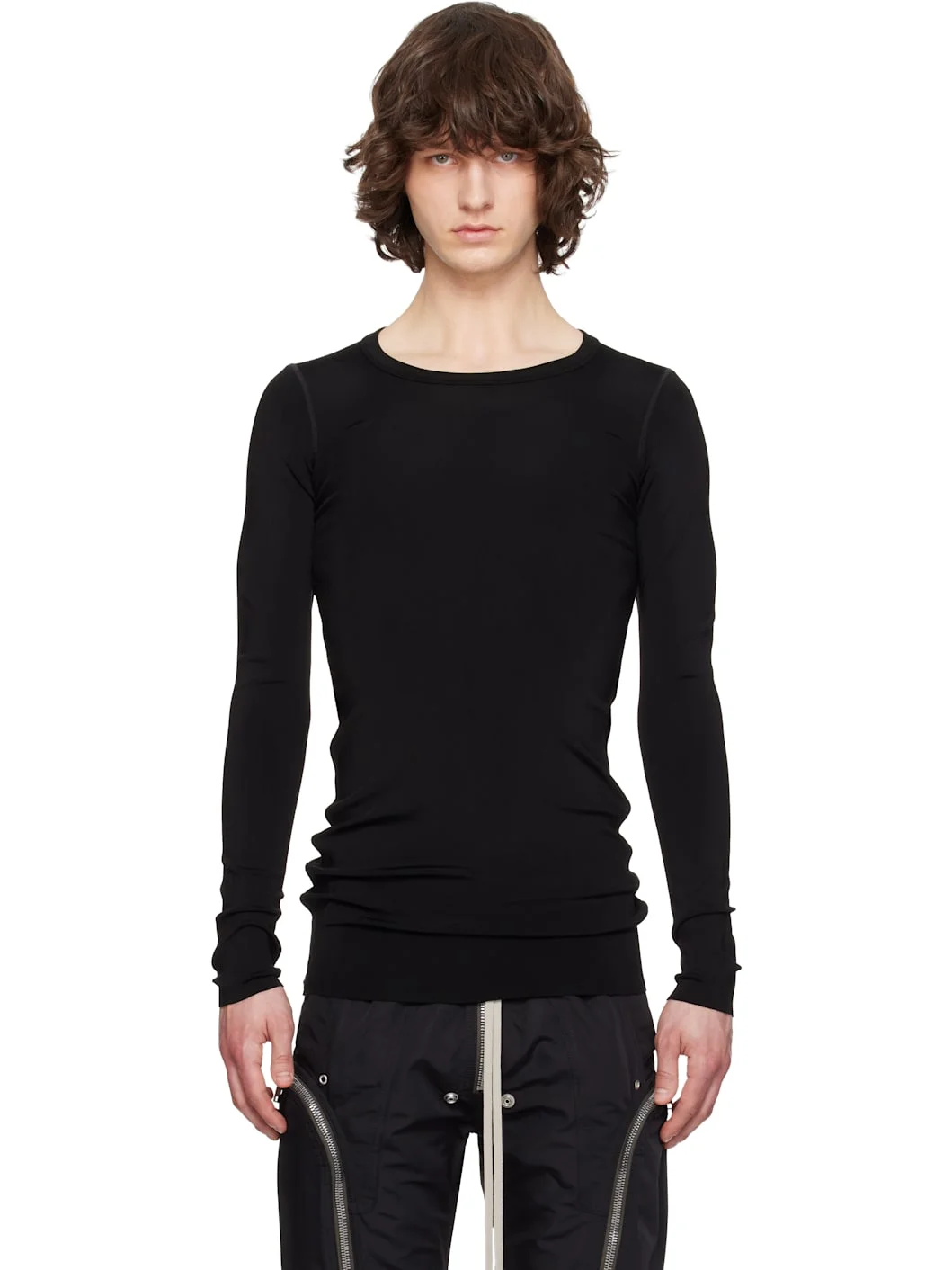 Black Temple Rib LS T-shirt - 1