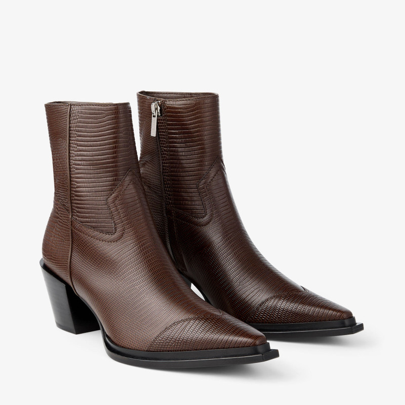 Cece Ankle Boot 60 Coffee Lizard Printed Leather Ankle Boots 3