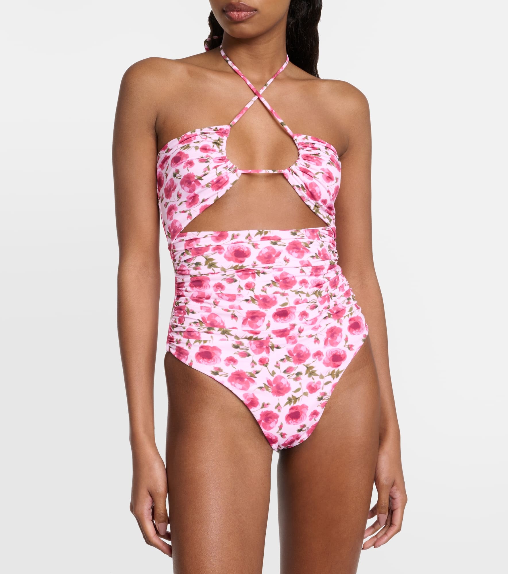 MAGDA BUTRYM Floral halterneck swimsuit | mytheresa | REVERSIBLE