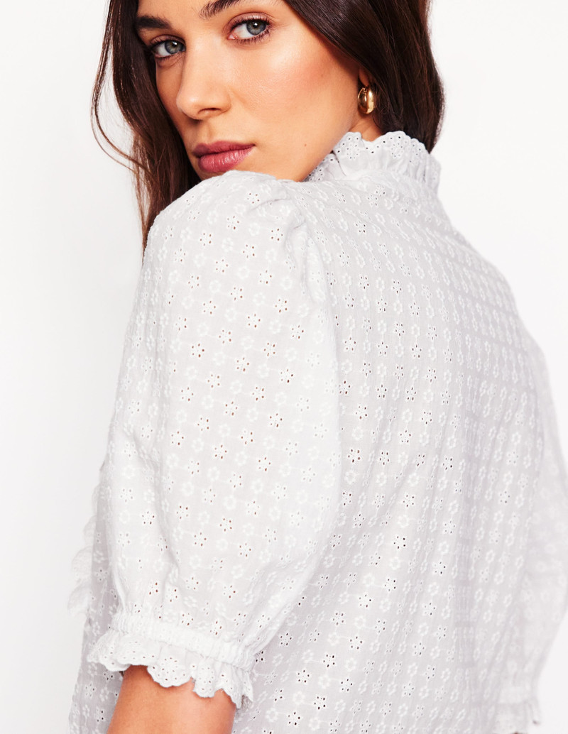 Feminine Cotton Blouse-White 6