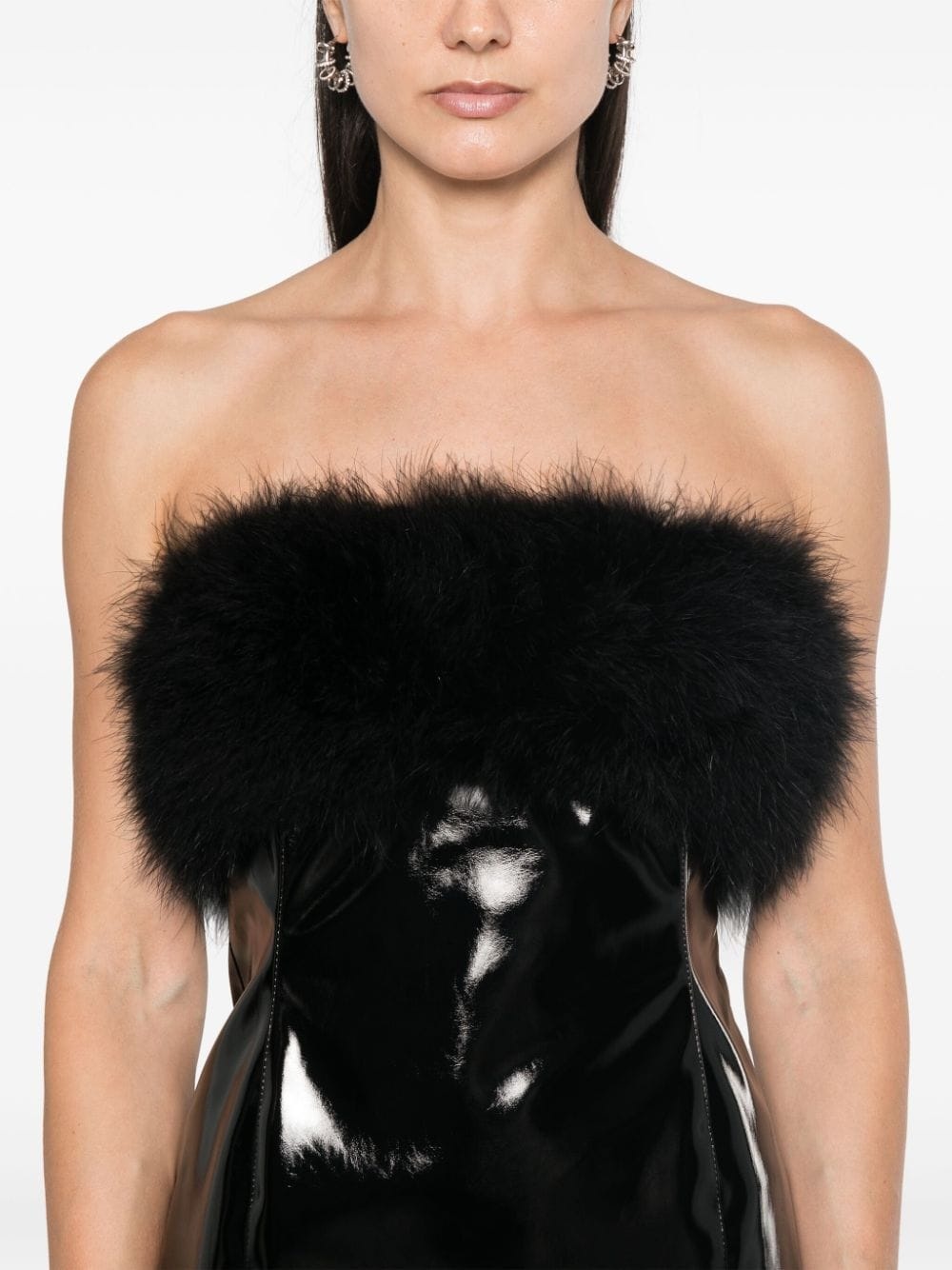 marabou-feathers patent midi dress - 5