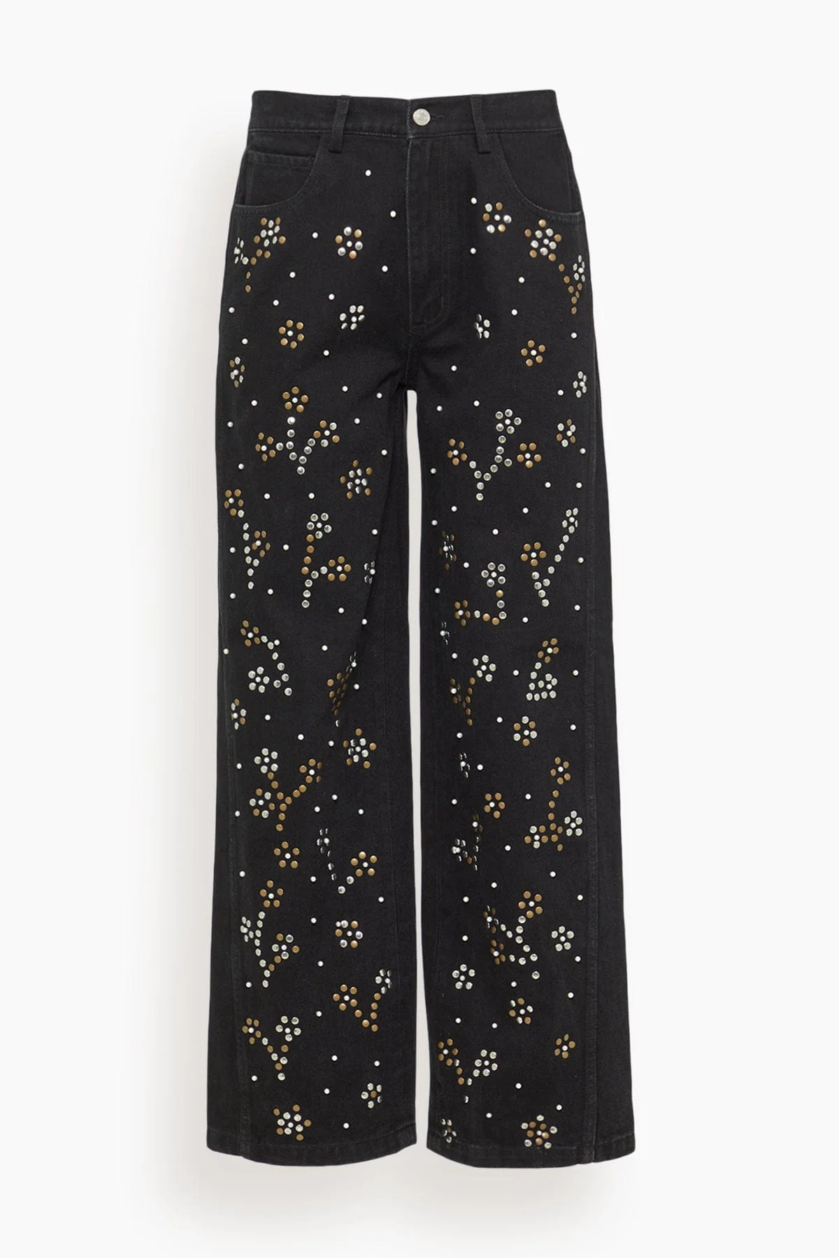 Etta Denim Studded Jeans in Black - 1