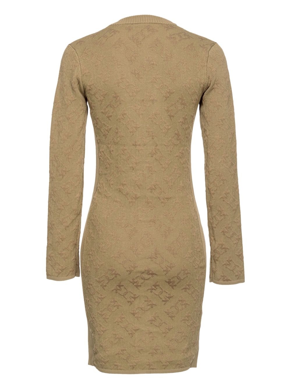 jacquard knitted V-neck dress - 2