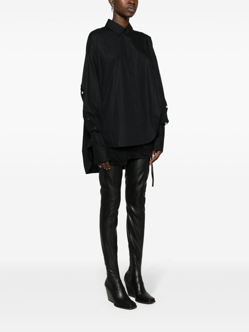 logo-stud cotton shirt - 3
