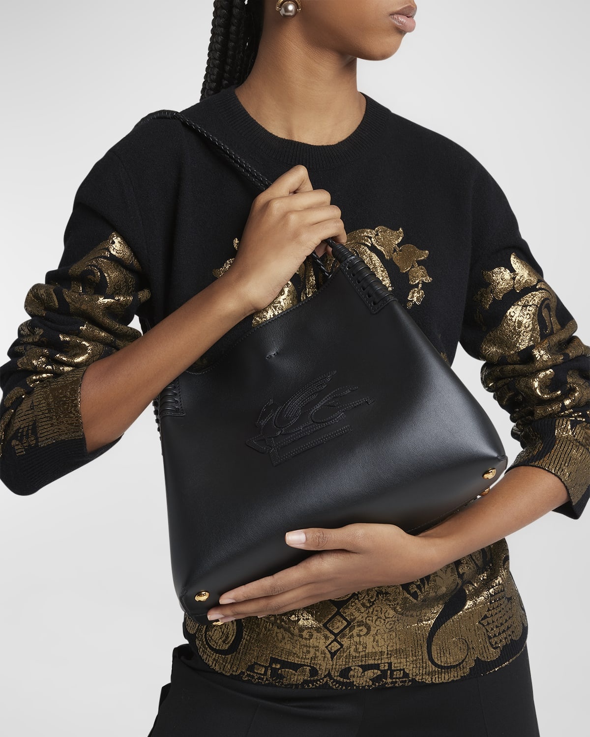【送料&関税込】Etro Libra Leather Tote Bag Libra Medium leather tote bag in brown - Etro | Mytheresa