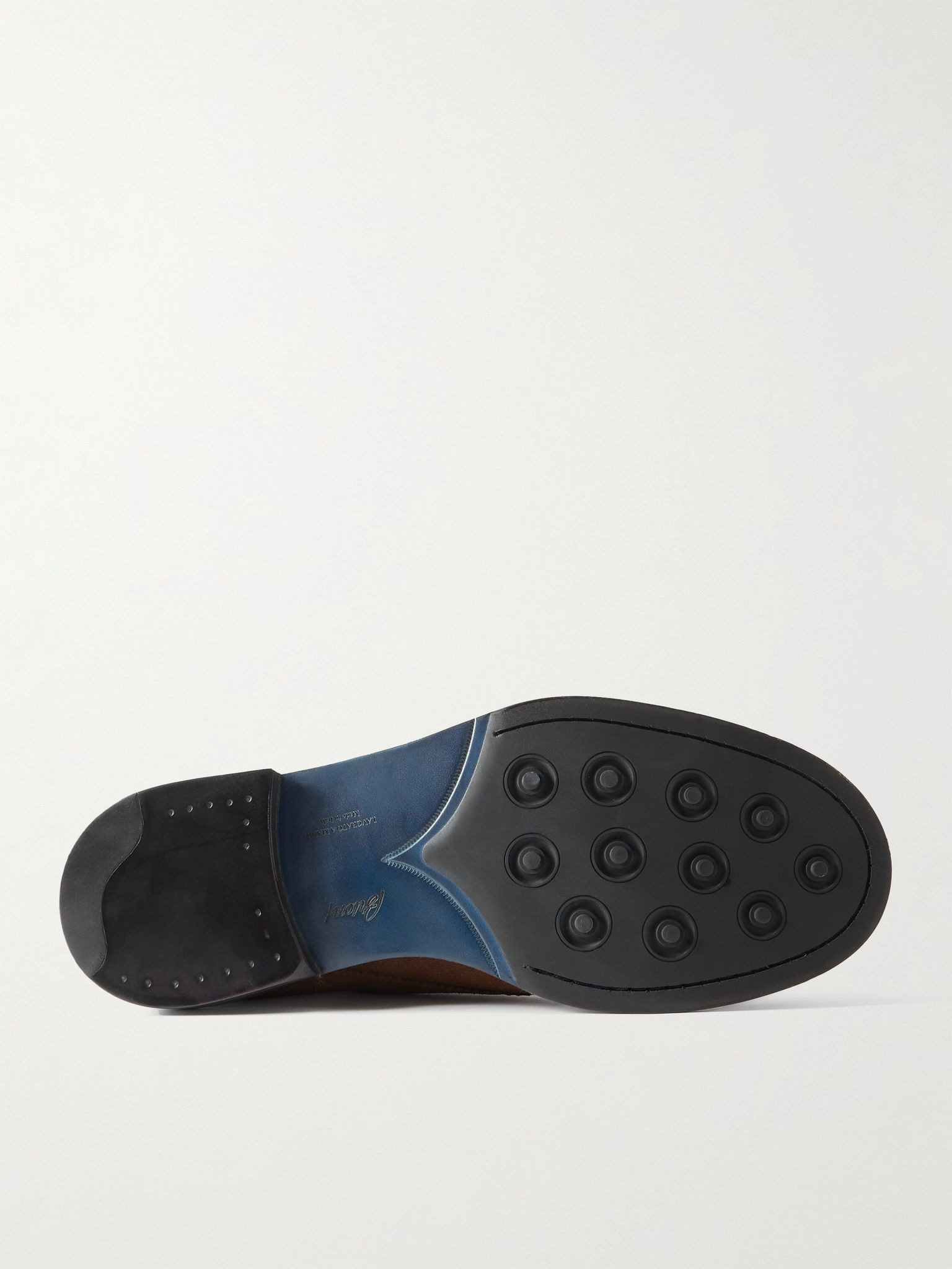 Leather-Trimmed Suede Desert Boots Brown - 3