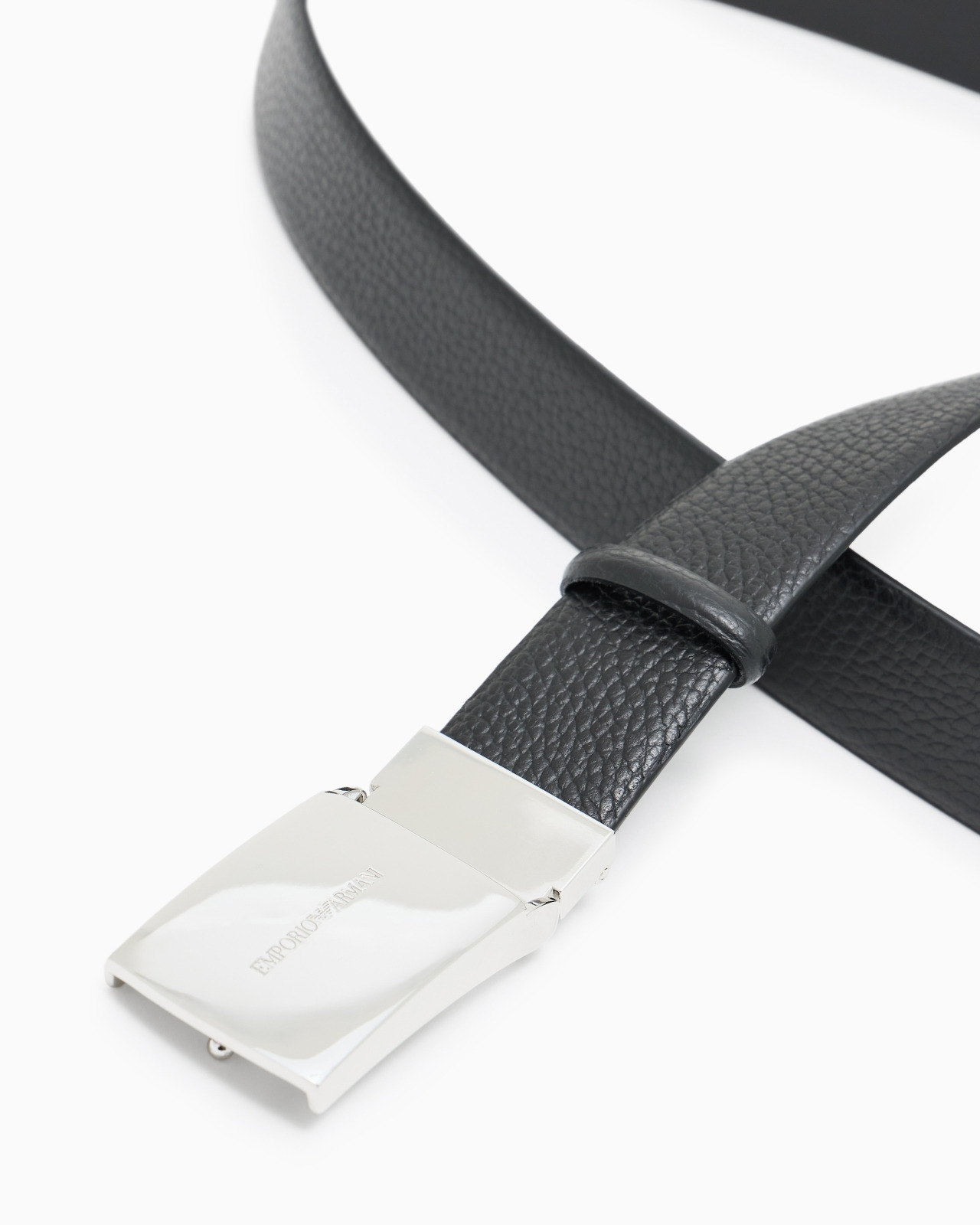 PEBBLED LEATHER BELT WITH PLATE - 2