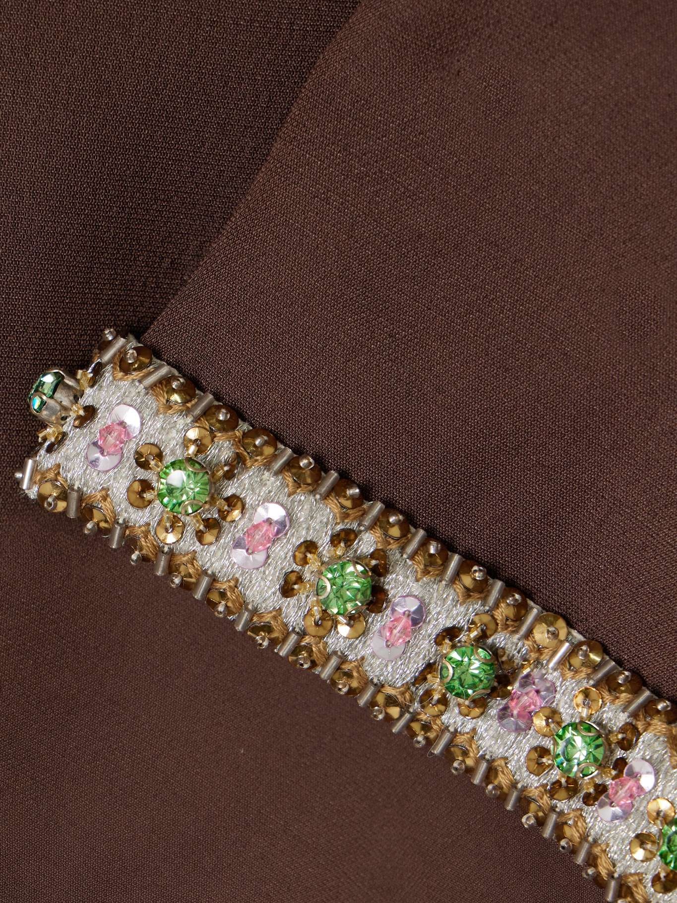 Embellished wool and silk-blend mini dress Brown - 4