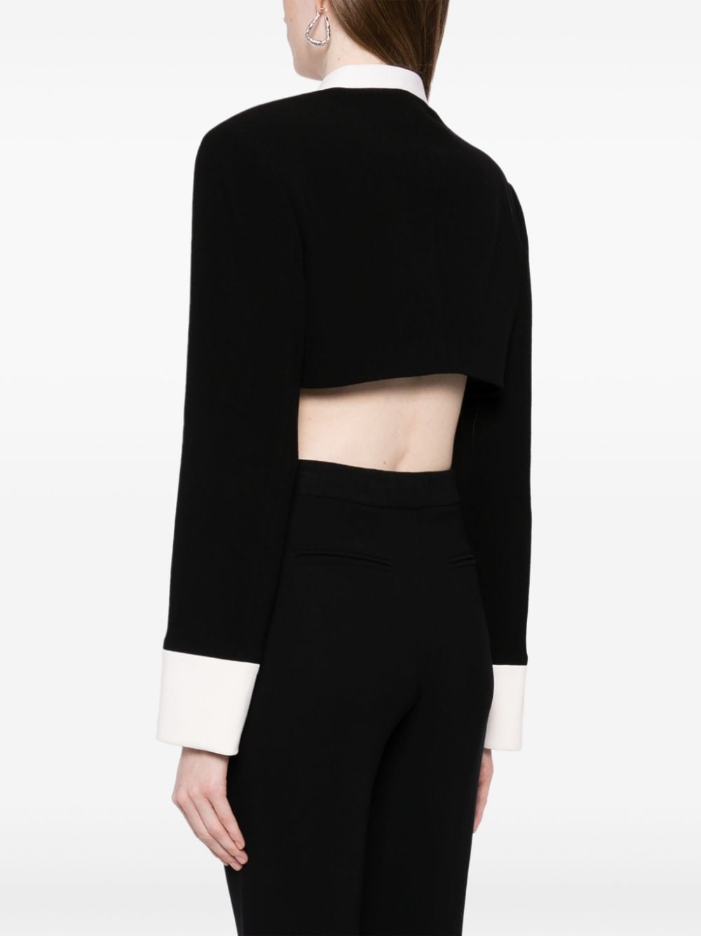 two-tone cropped jacket - 4