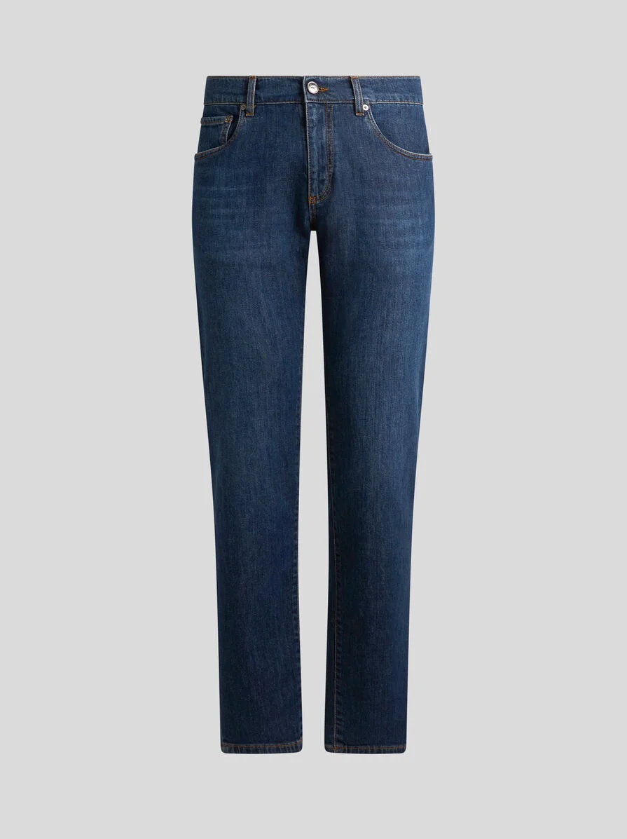 SLIM-FIT COTTON-BLEND DENIM JEANS - 1