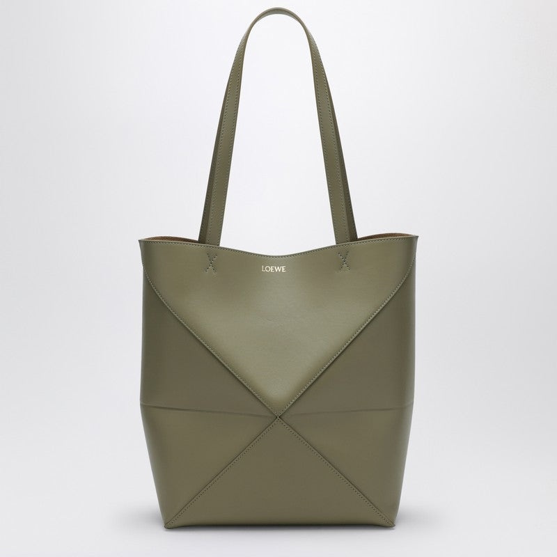 Loewe Puzzle Fold Tote Green Eucalyptus Bag Women - 1