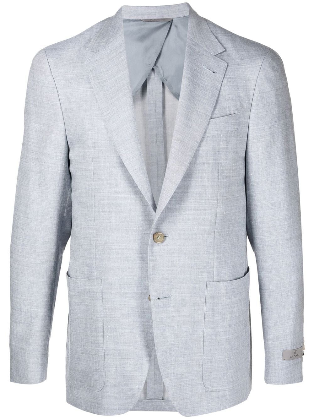 single-breasted linen-wool blazer - 1