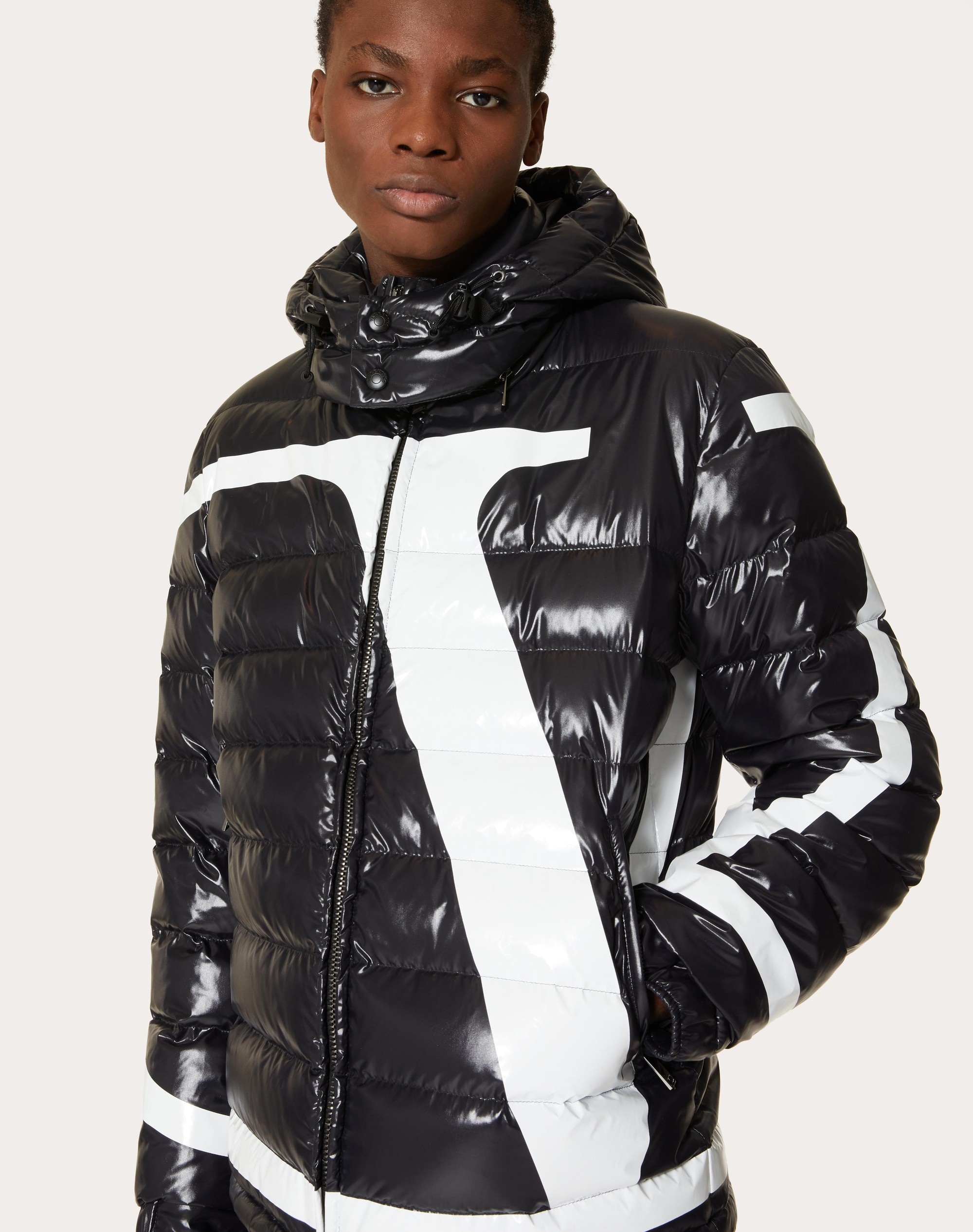 NYLON PUFFER JACKET WITH VLOGO SIGNATURE PRINT - 5