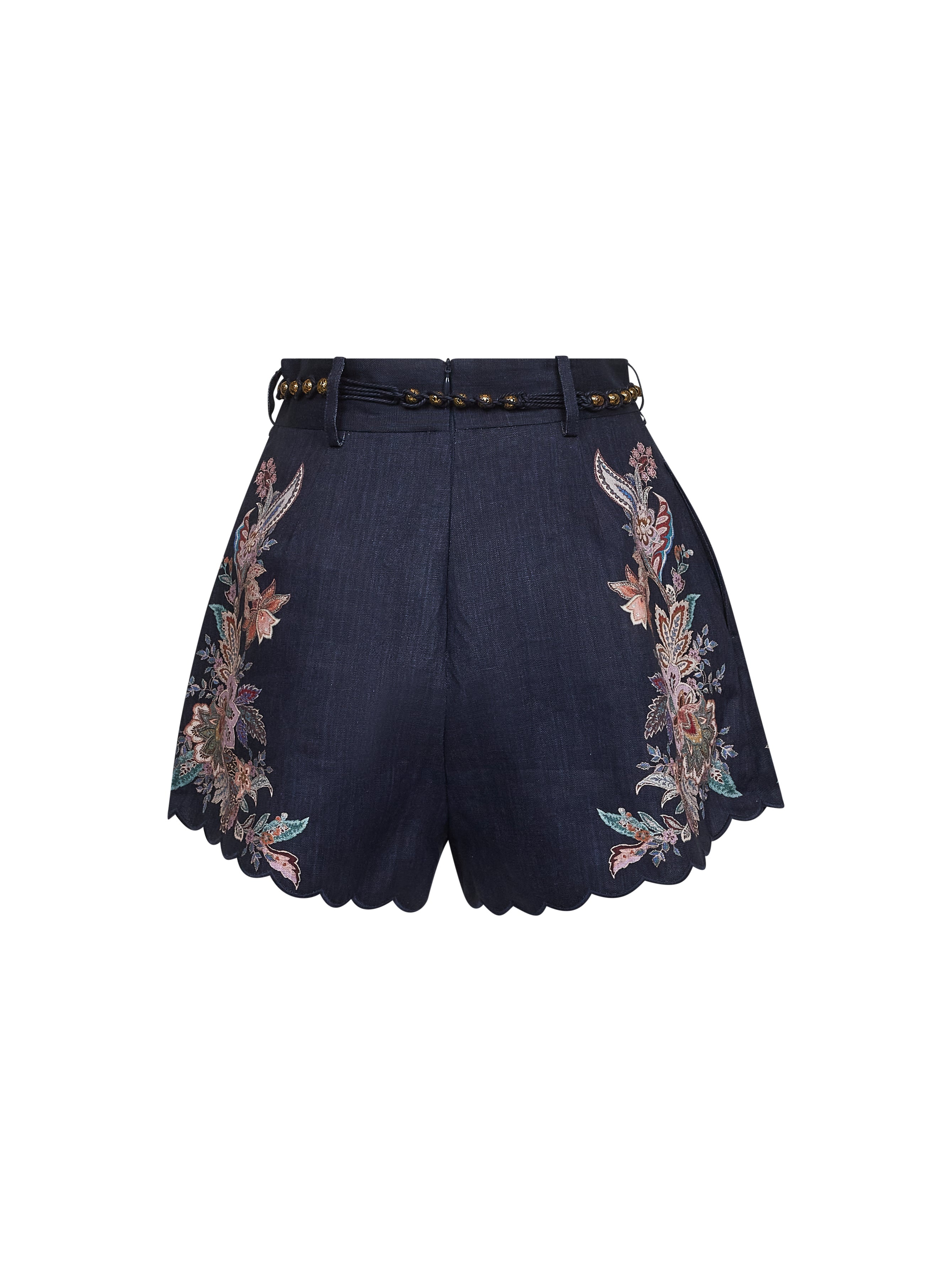 Blue Paisley linen Rhiannon shorts - 2