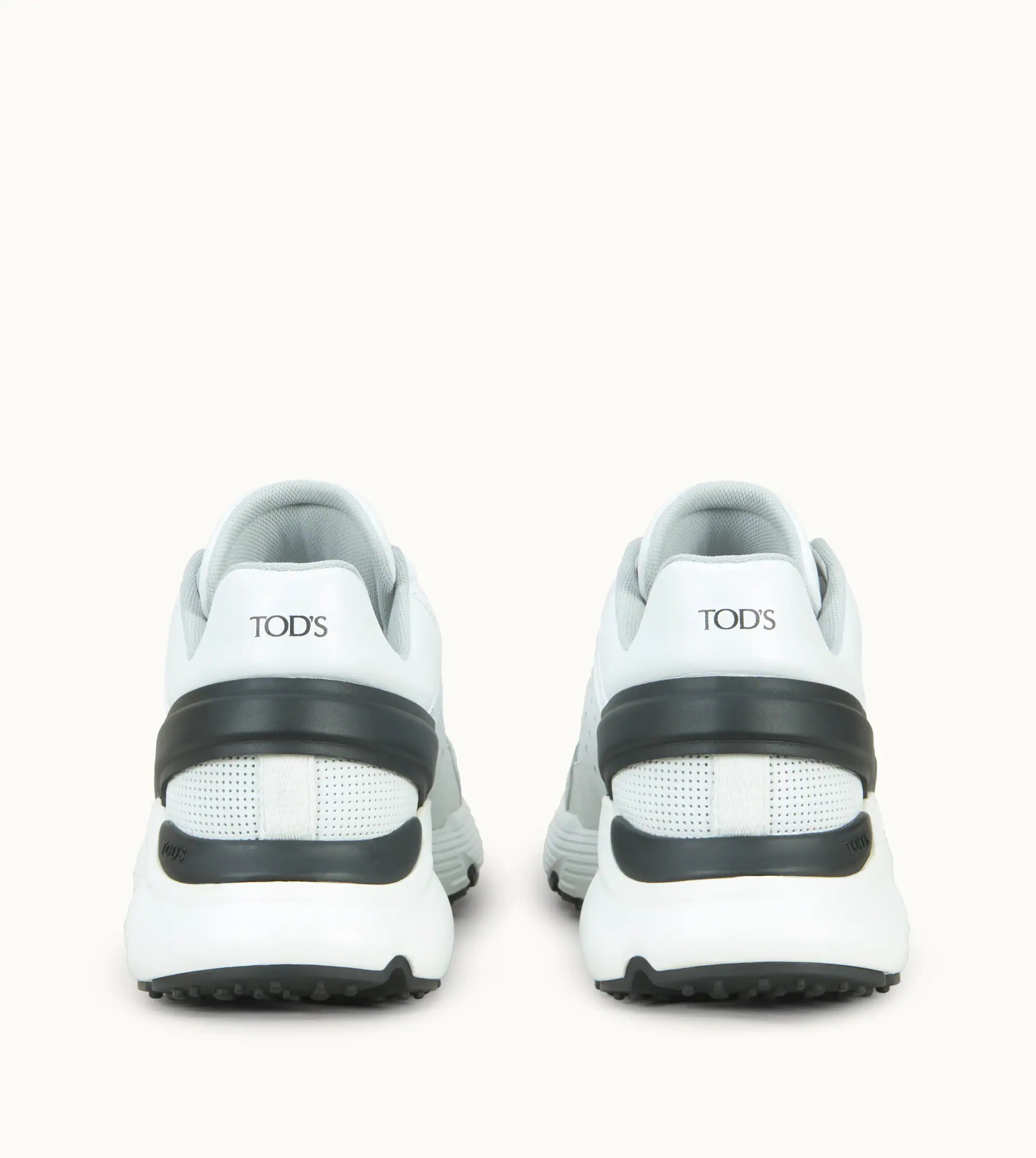 SNEAKERS IN LEATHER AND HIGH-TECH FABRIC - WHITE, BLACK - 3