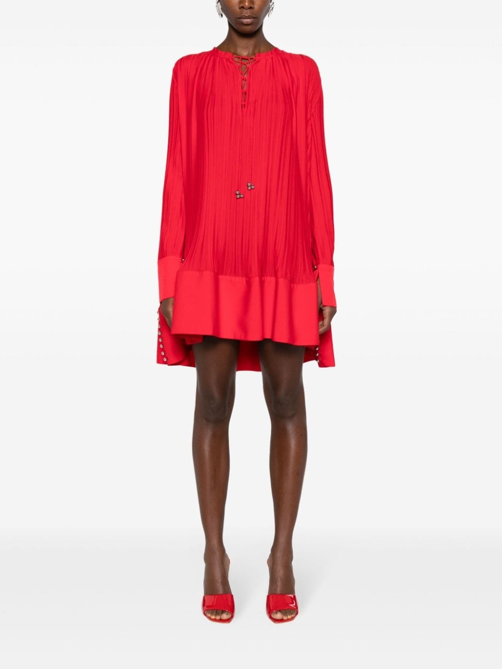 plissÃ©-effect crepe minidress - 2